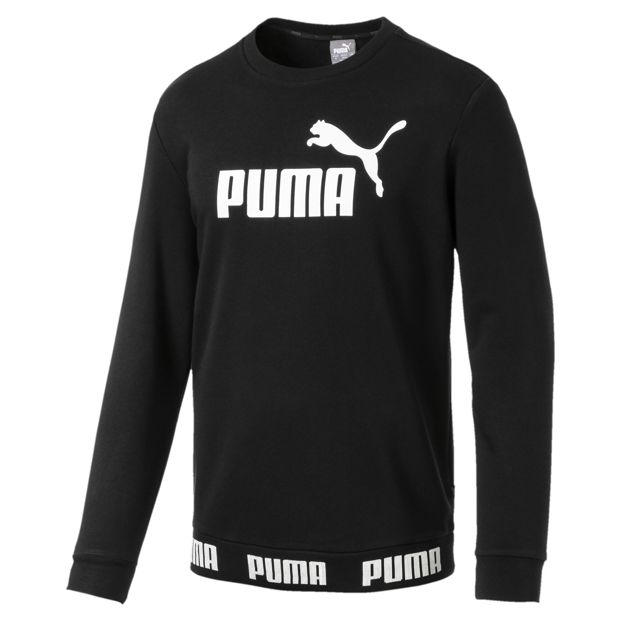 Puma Heren Sweatshirt Donkergrijs Grijs Gemeleerd Wit puma kopen in de aanbieding