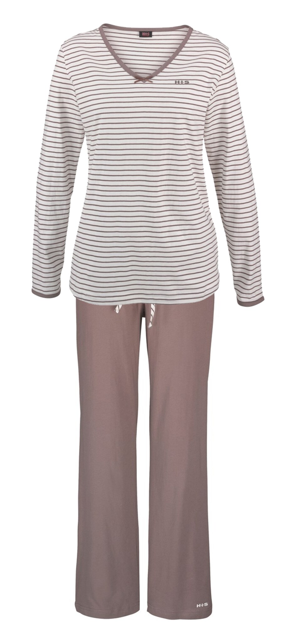 H.I.S Pijama  gri taupe / alb
