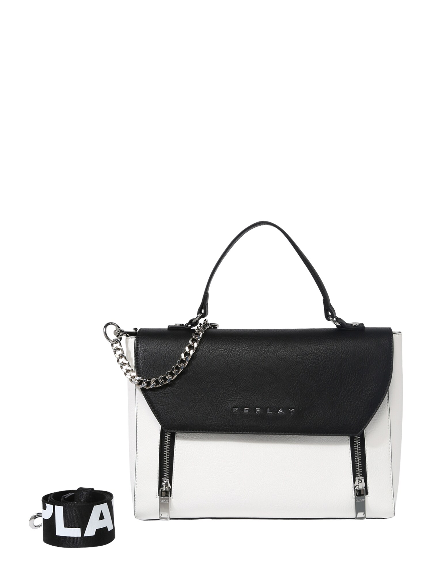 Replay Dames Handtas Handbag Zwart Wit replay kopen in de aanbieding