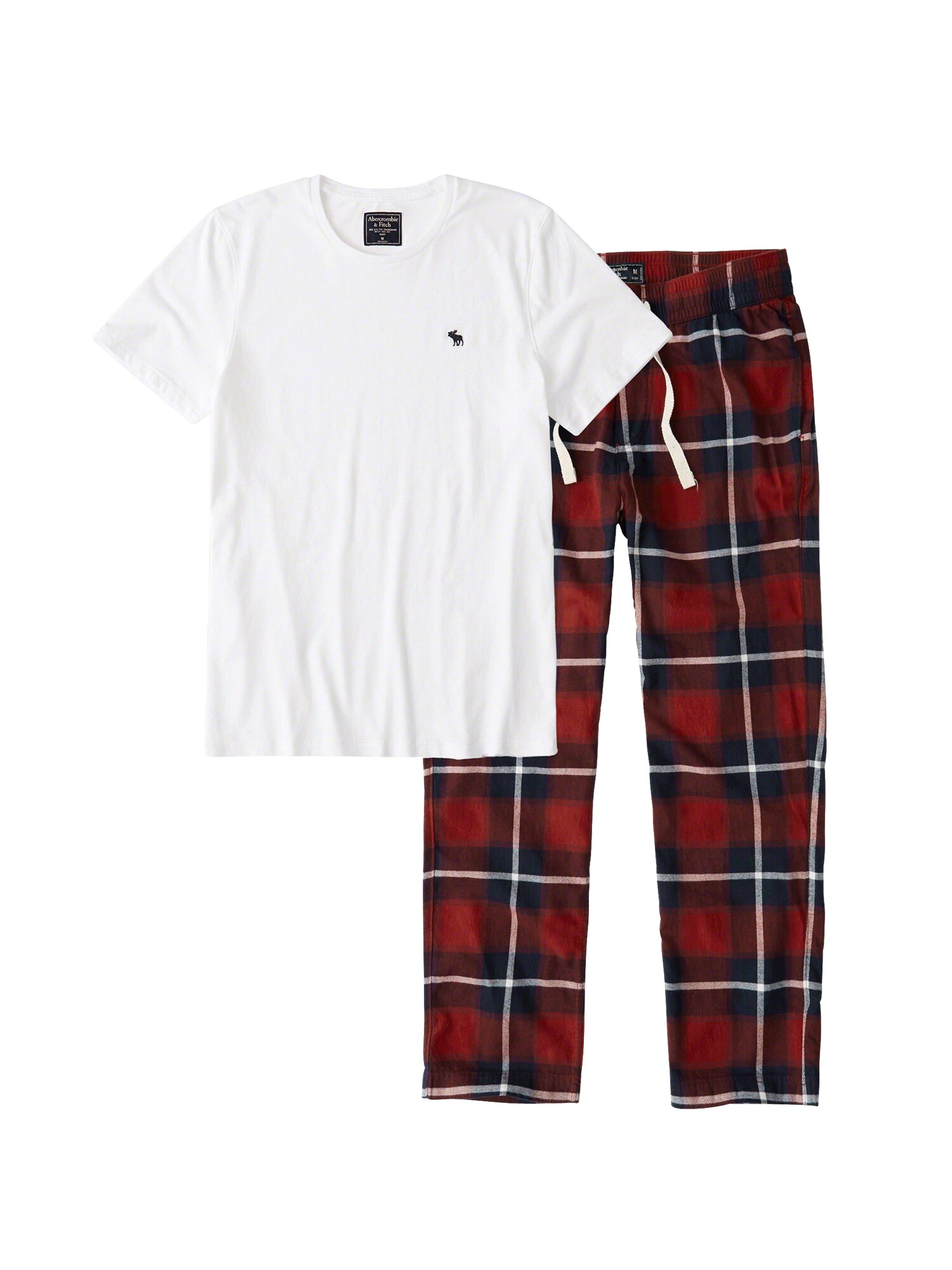 Abercrombie Fitch Heren Pyjama Lang Xm18 Sleep Gift Set 1Cc Blauw Rood Wit abercrombie fitch kopen in de aanbieding