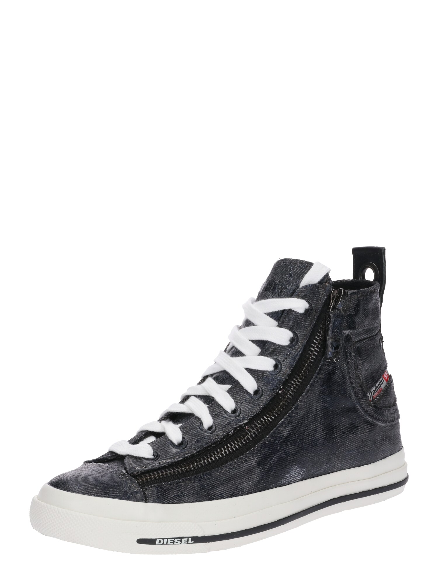 Diesel Dames Sneakers Hoog Expo Zwart Zilver diesel kopen in de aanbieding