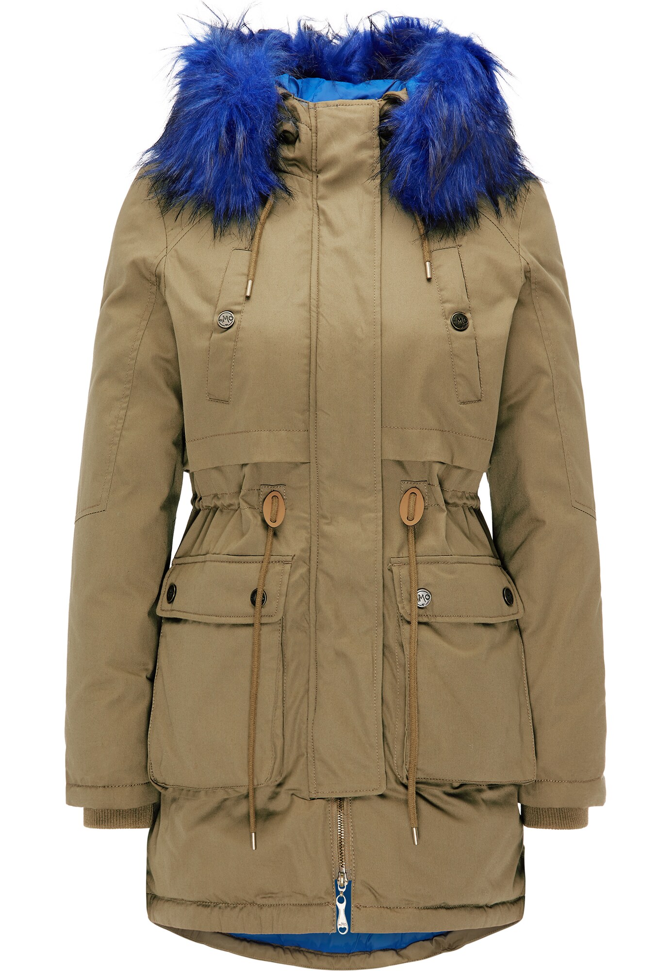 Mymo Dames Winterparka Donkerblauw Bruin mymo kopen in de aanbieding