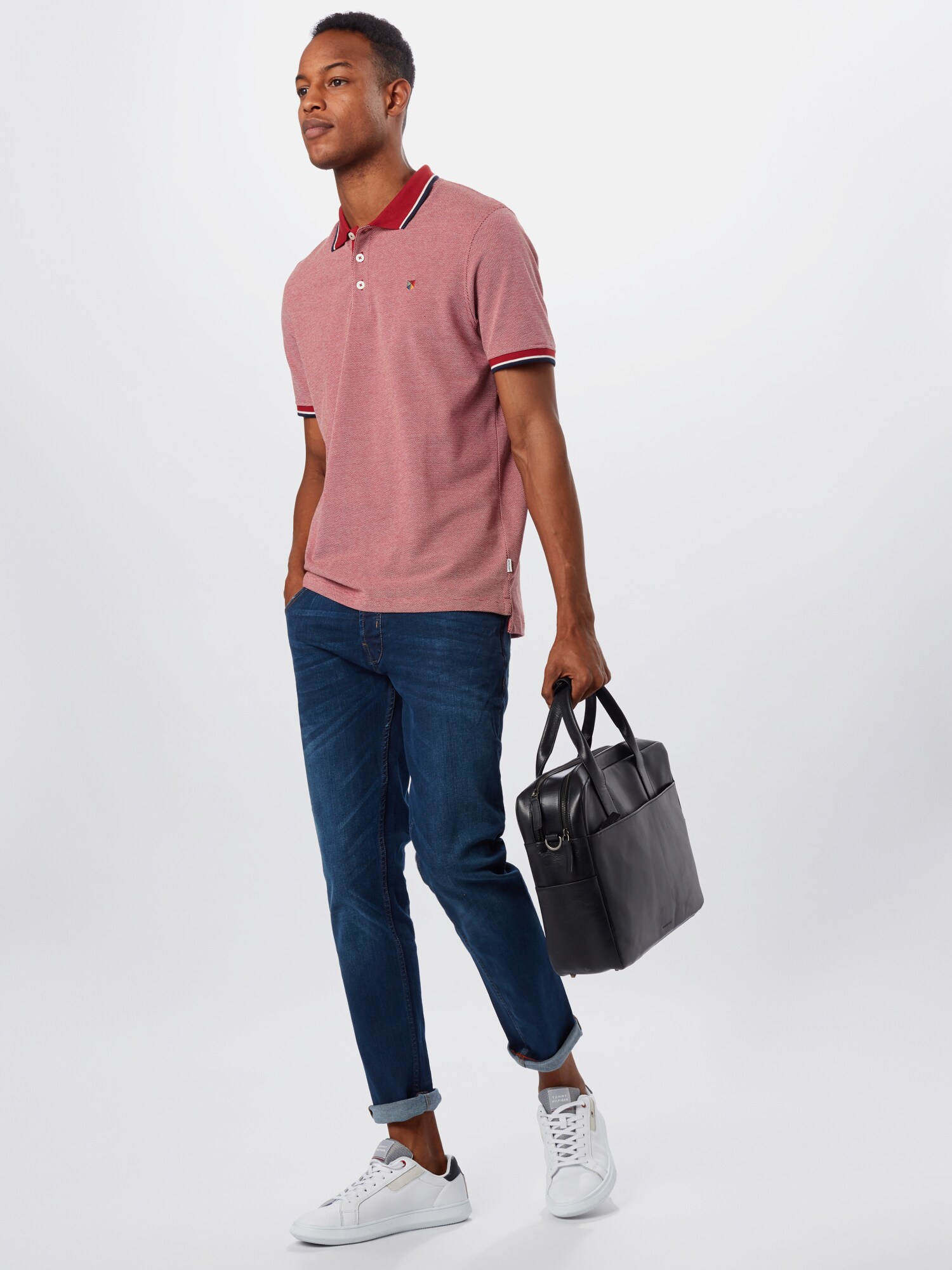 JACK & JONES Tričko 'JJBluwin' námornícka modrá / melónová / biela (obrázok 4)