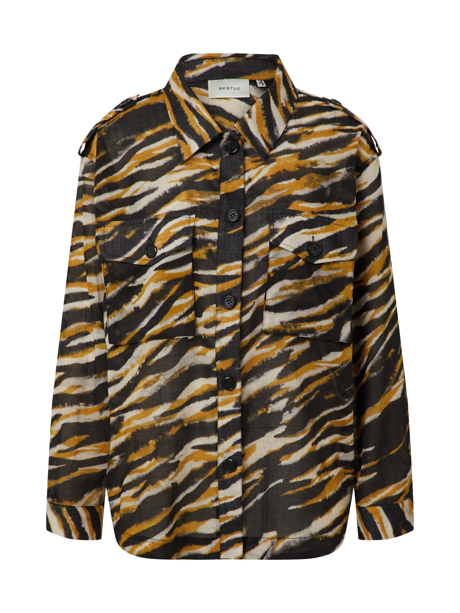 Gestuz Palaidinė 'CrisantaGZ shirt'  juoda / rusvai žalia