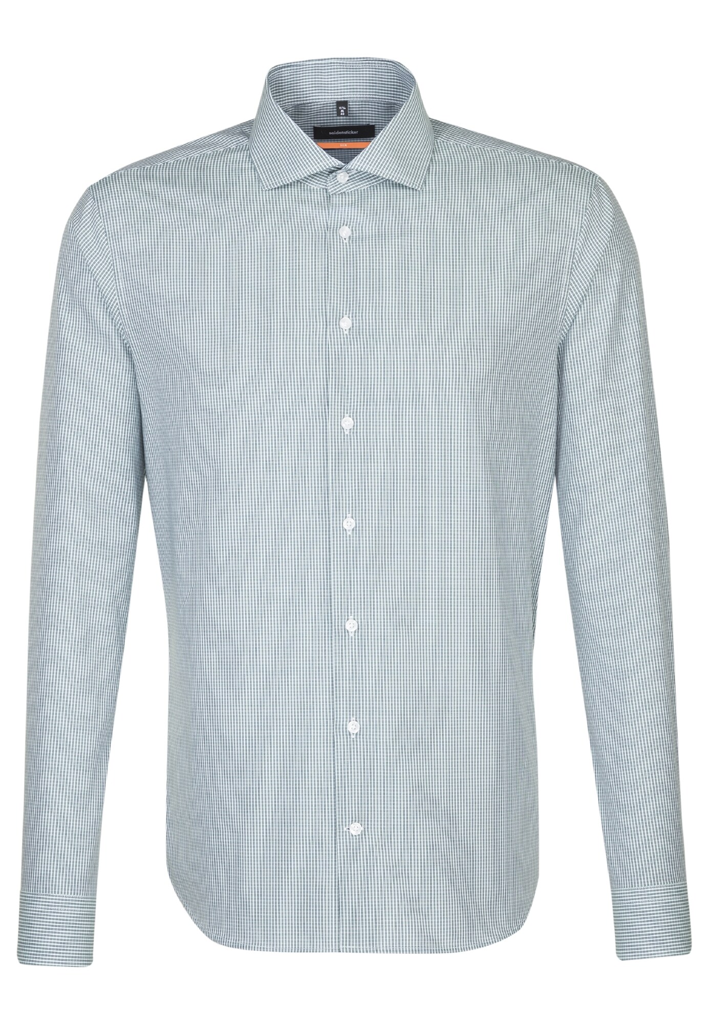 Seidensticker Heren Zakelijk Overhemd Slim Groen Wit seidensticker kopen in de aanbieding