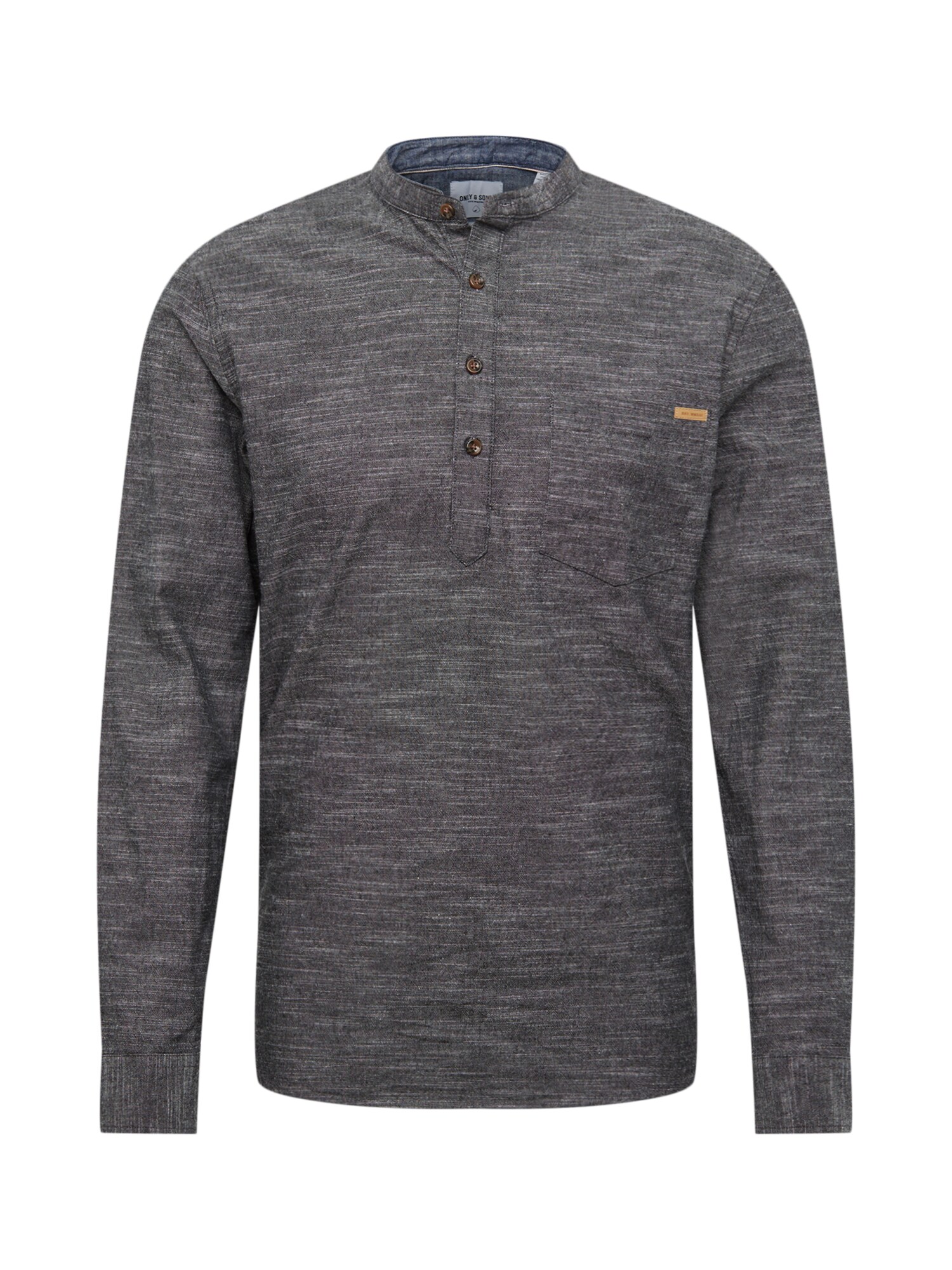 Only Sons Heren Overhemd Onstoby Ls Halfplacket Slub Basaltgrijs only sons kopen in de aanbieding