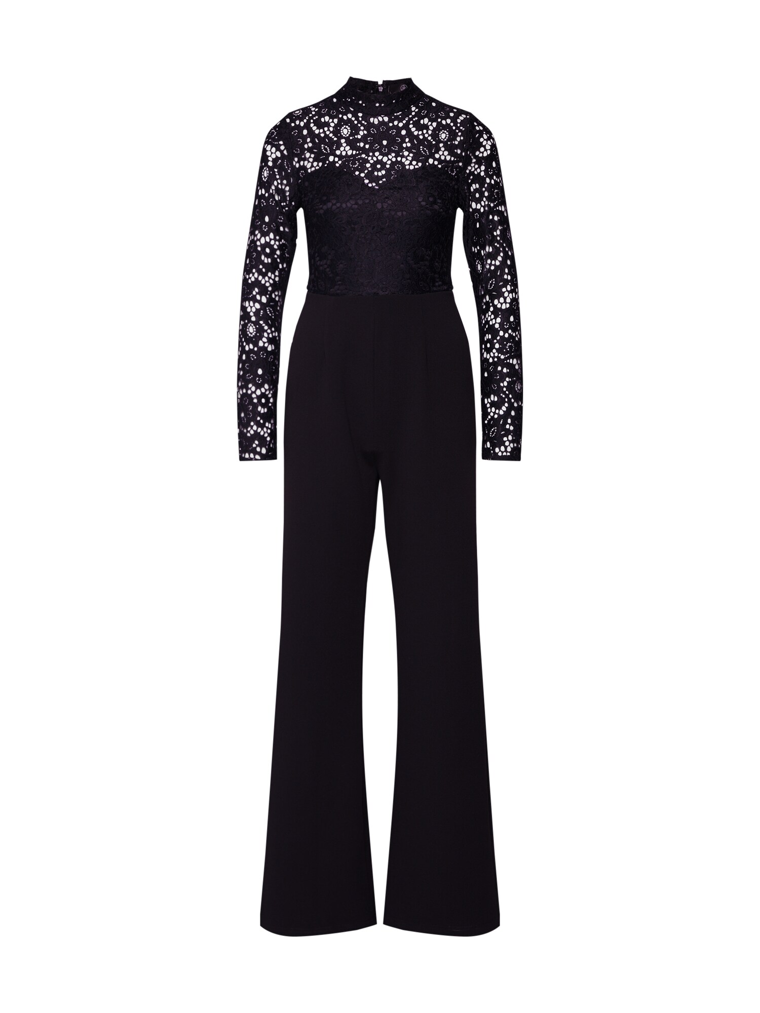 Missguided Kombinezono tipo kostiumas 'Lace Top Long Sleeved Jumpsuit'  juoda