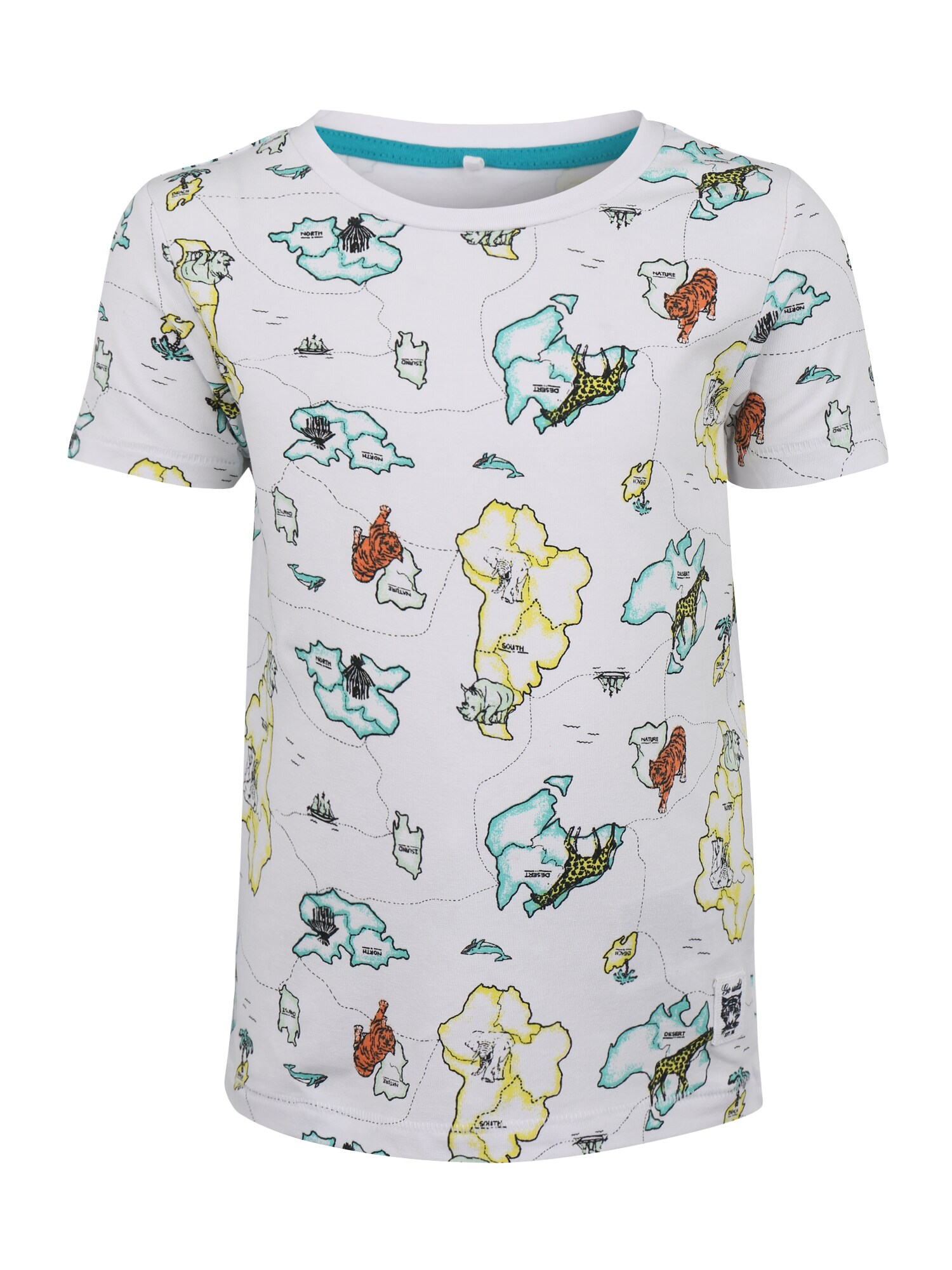 Name It Jongens Shirt Nmmgabil Turquoise Geel Lichtgroen Sinaasappel Wit name it kopen in de aanbieding