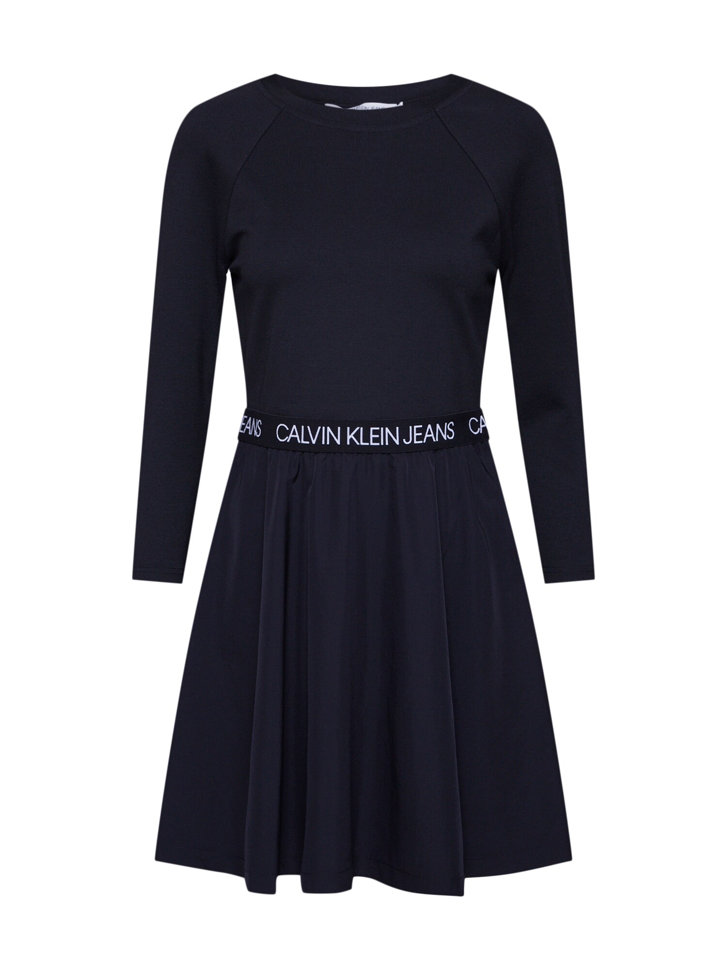 Calvin Klein Jeans Suknelė 'MID SLEEVE MILANO LOGO ELASTIC'  juoda
