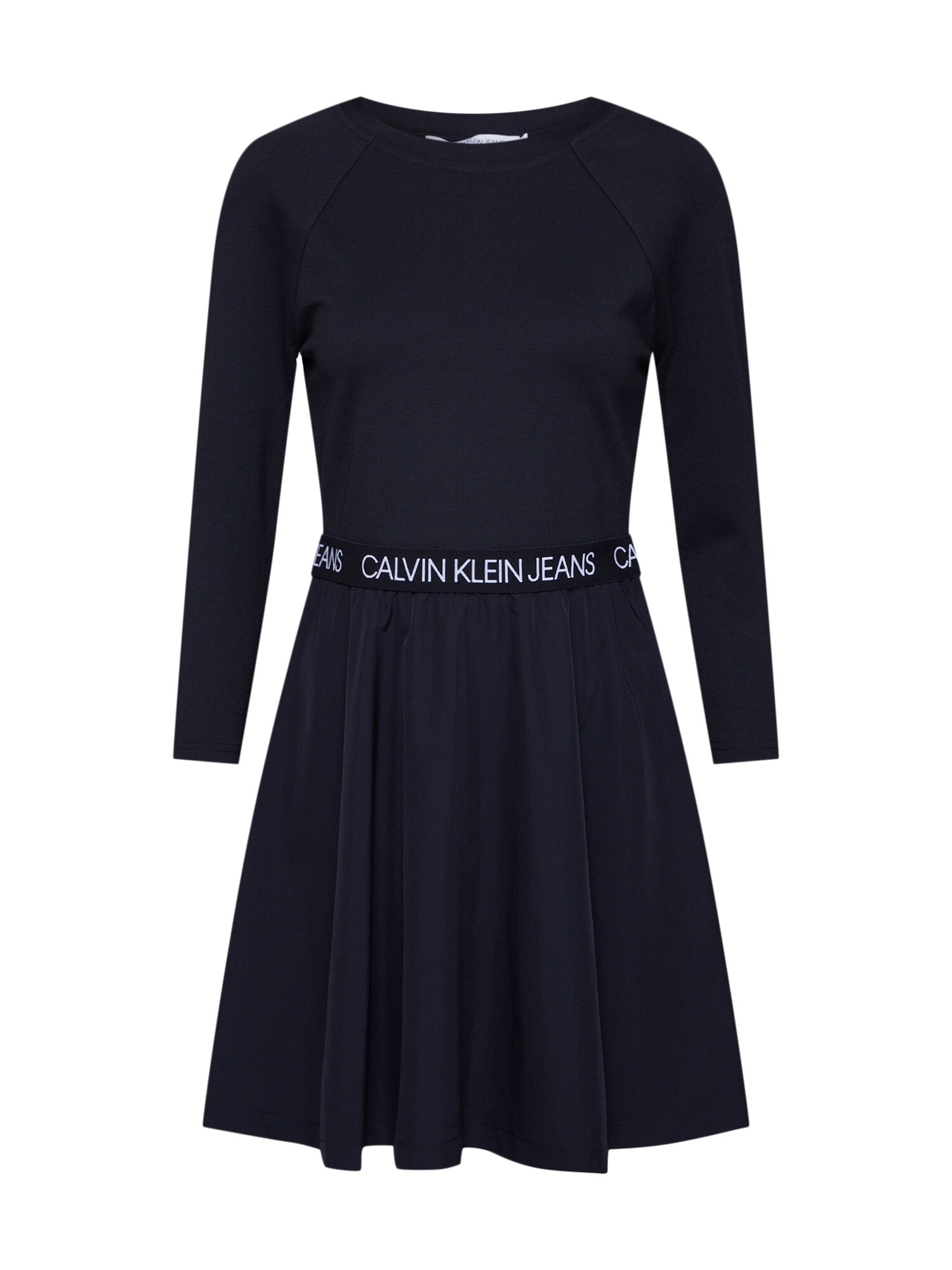 Calvin Klein Jeans Suknelė 'MID SLEEVE MILANO LOGO ELASTIC'  juoda
