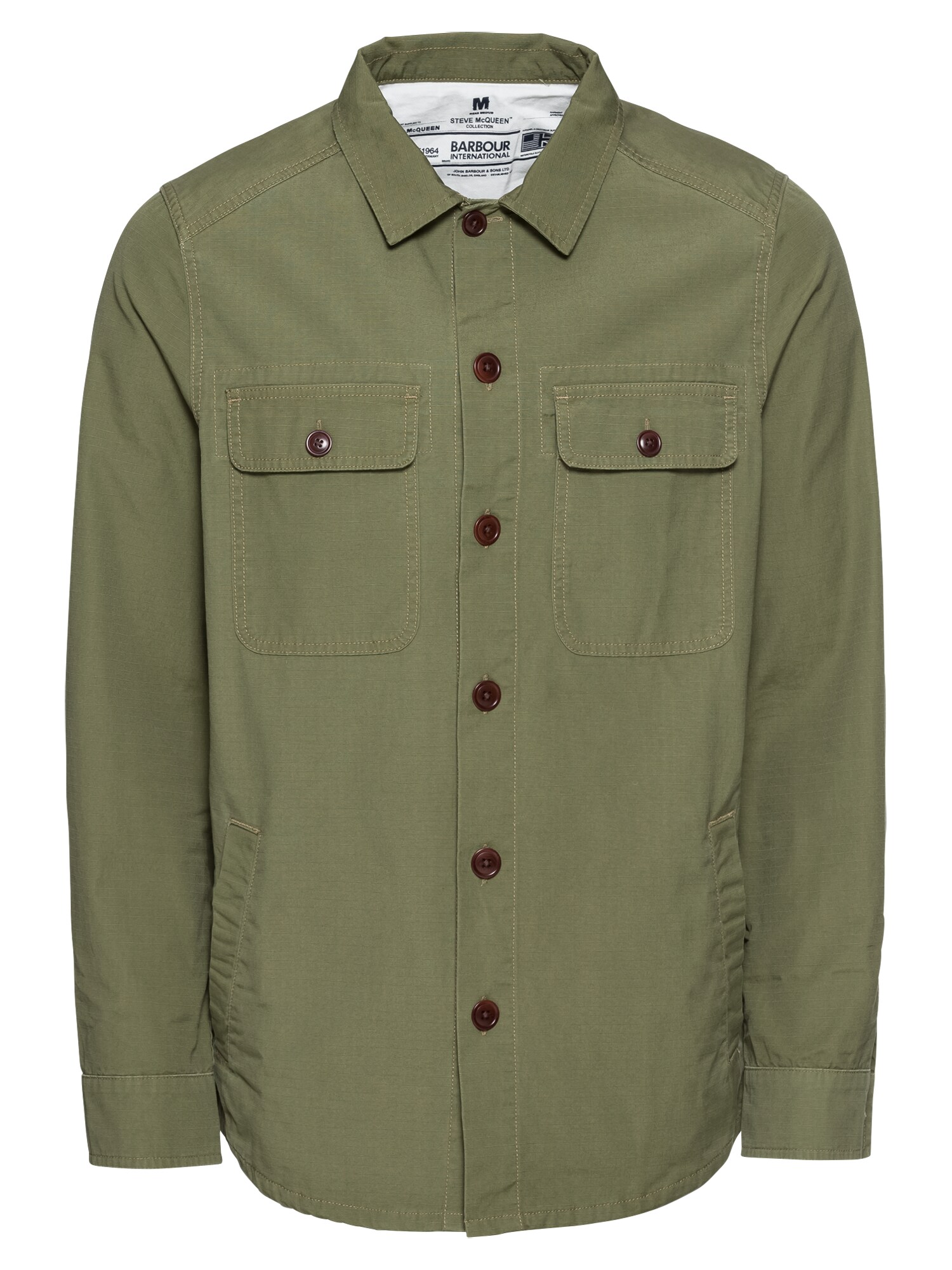 Barbour International Heren Overhemd Smq Doc Overshirt Olijfgroen barbour international kopen in de aanbieding
