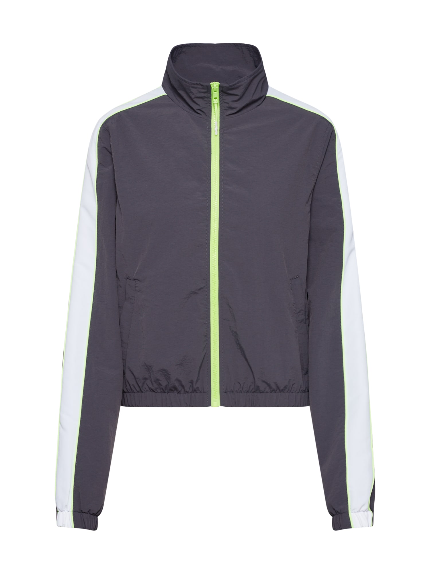 Urban Classics Geacă de primăvară-toamnă  gri metalic / verde neon / alb