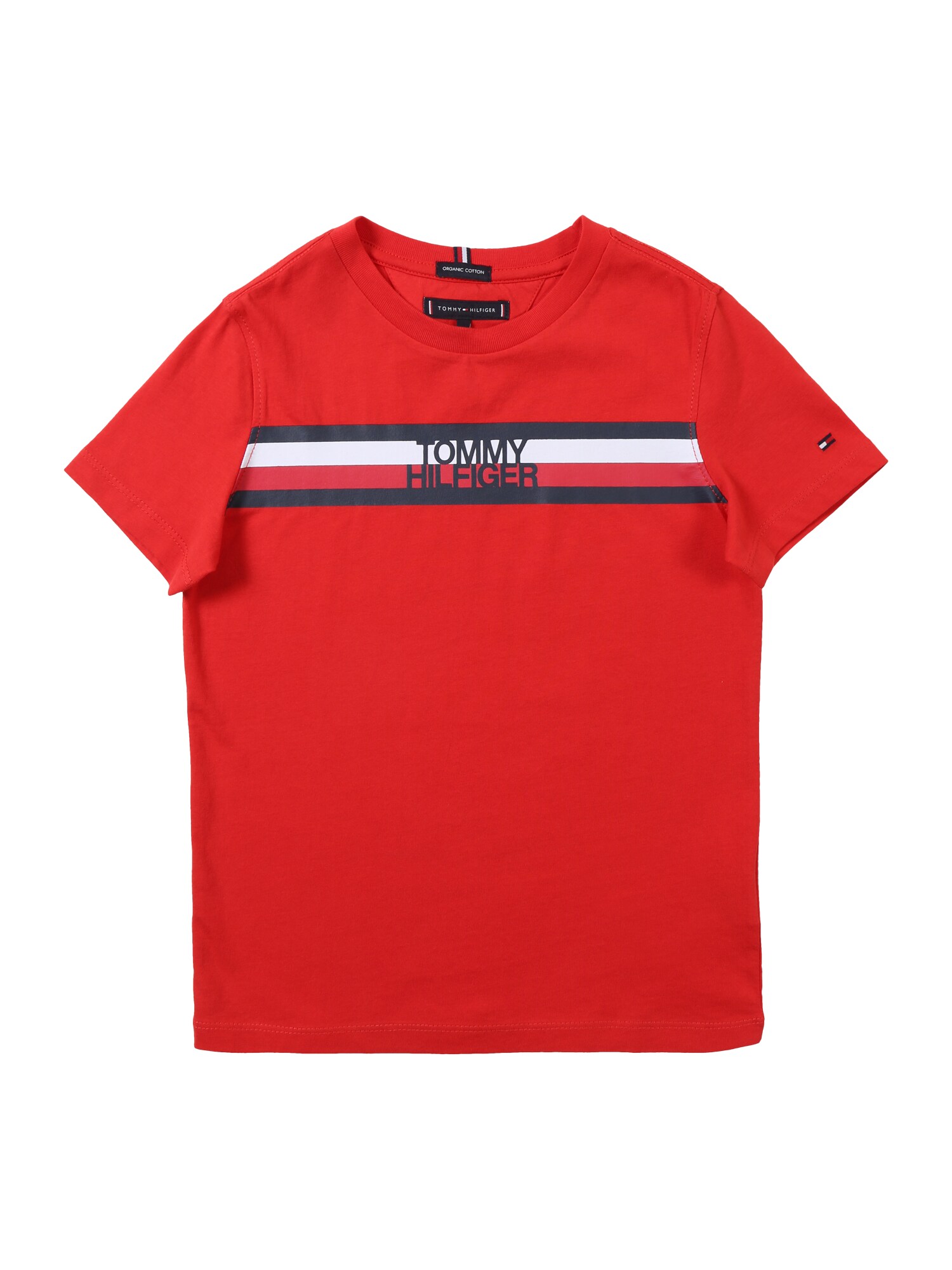 Tommy Hilfiger Jongens Shirt Essential Global Stripe Tee Ss Rood Wit tommy hilfiger kopen in de aanbieding