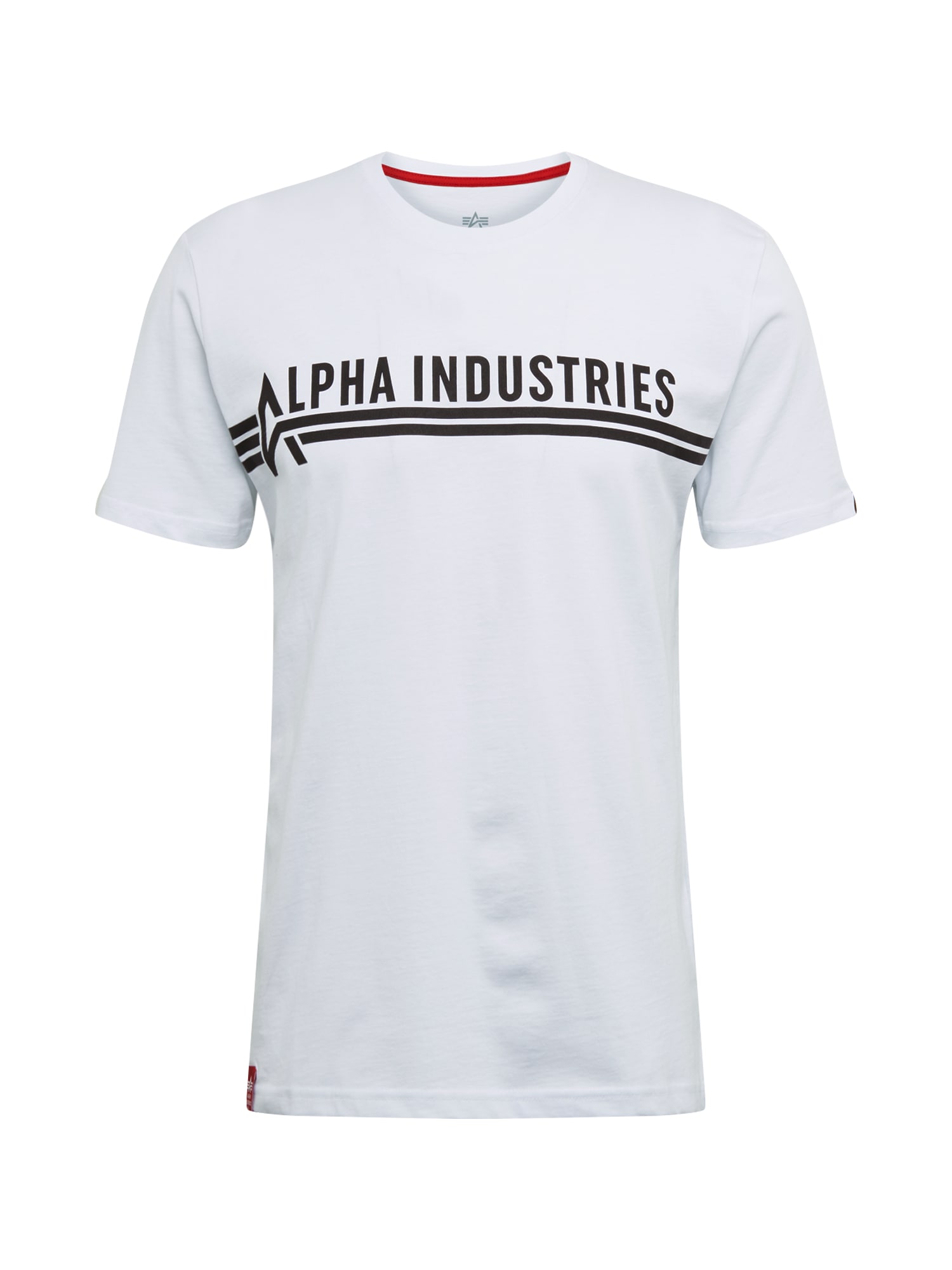 ALPHA INDUSTRIES Tričko 'Alpha Industries T'  čierna / biela
