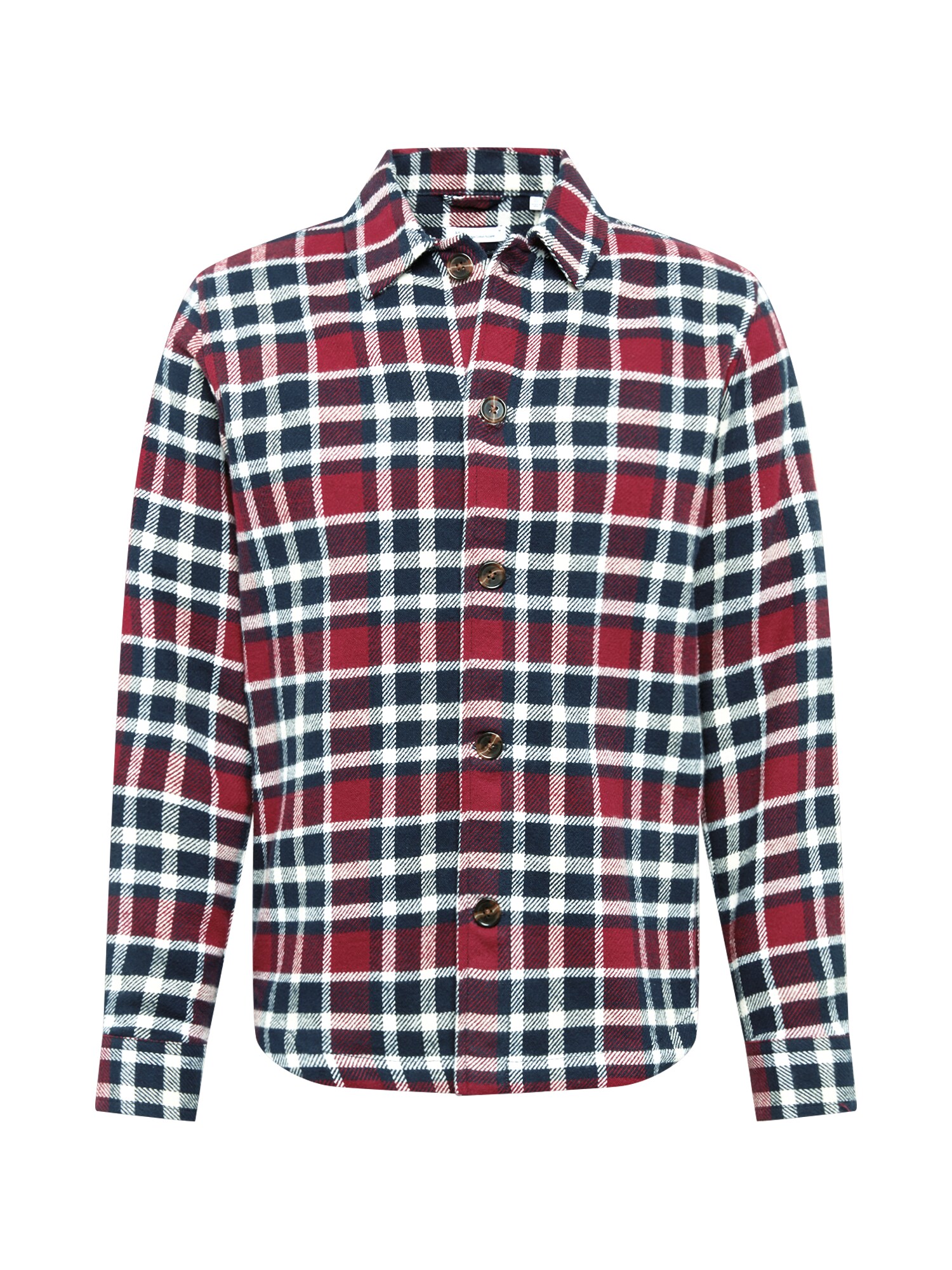 KnowledgeCotton Apparel Dalykiniai marškiniai 'PINE'  tamsiai mėlyna / balta / vyšninė spalva