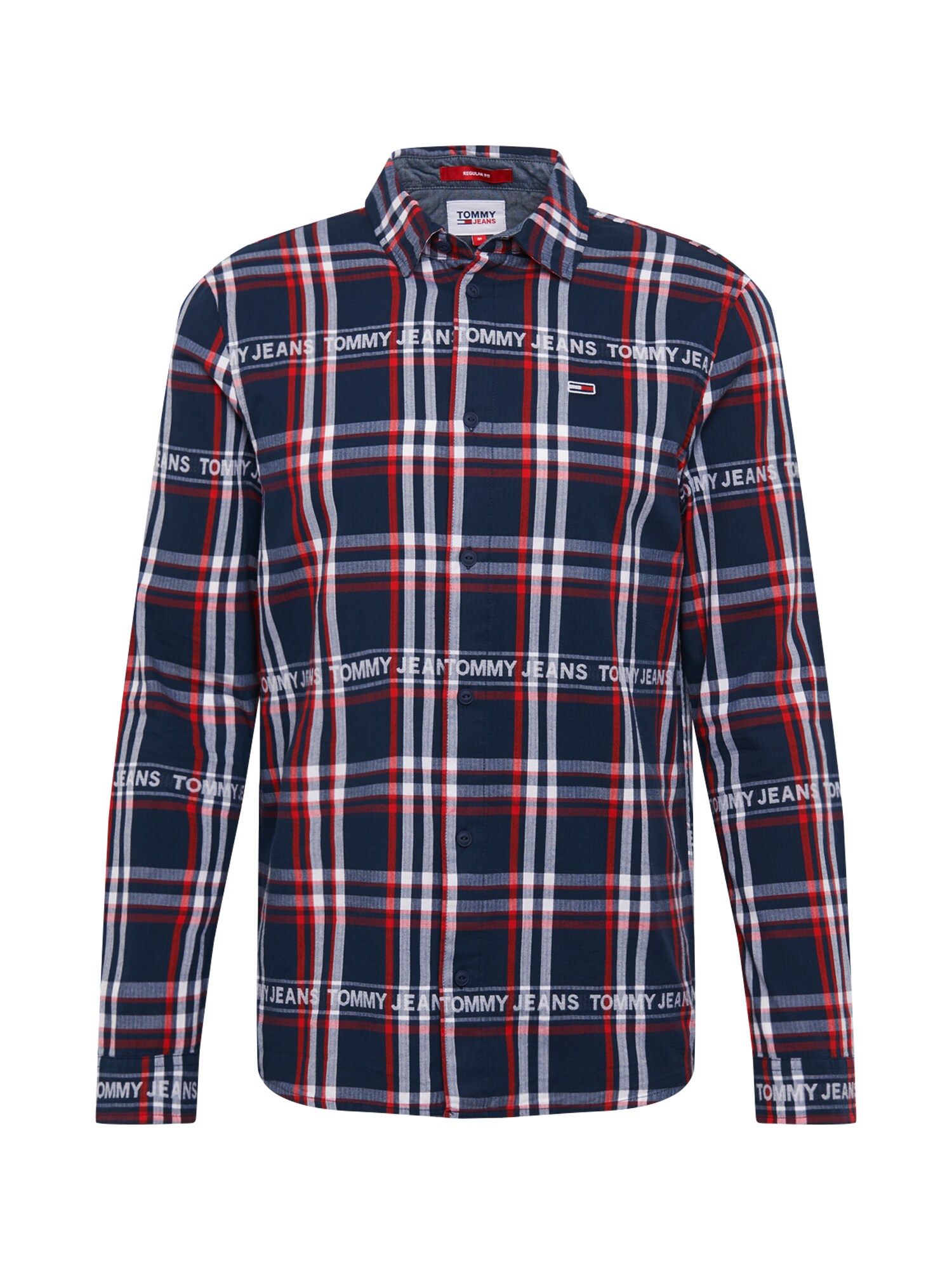 Tommy Jeans Dalykiniai marškiniai  raudona / tamsiai mėlyna