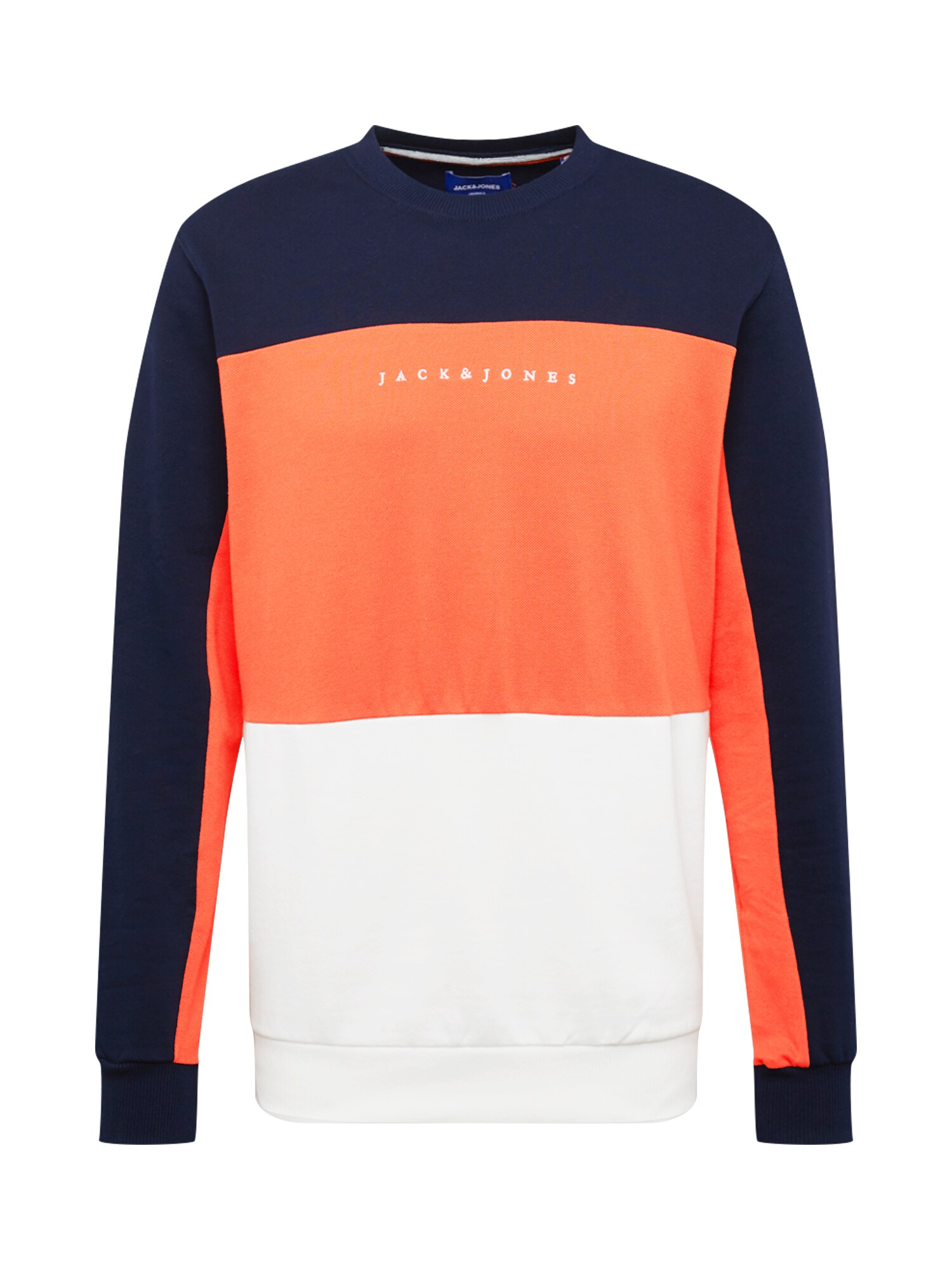 JACK & JONES Megztinis be užsegimo 'JORPRO'  tamsiai mėlyna / balta / oranžinė