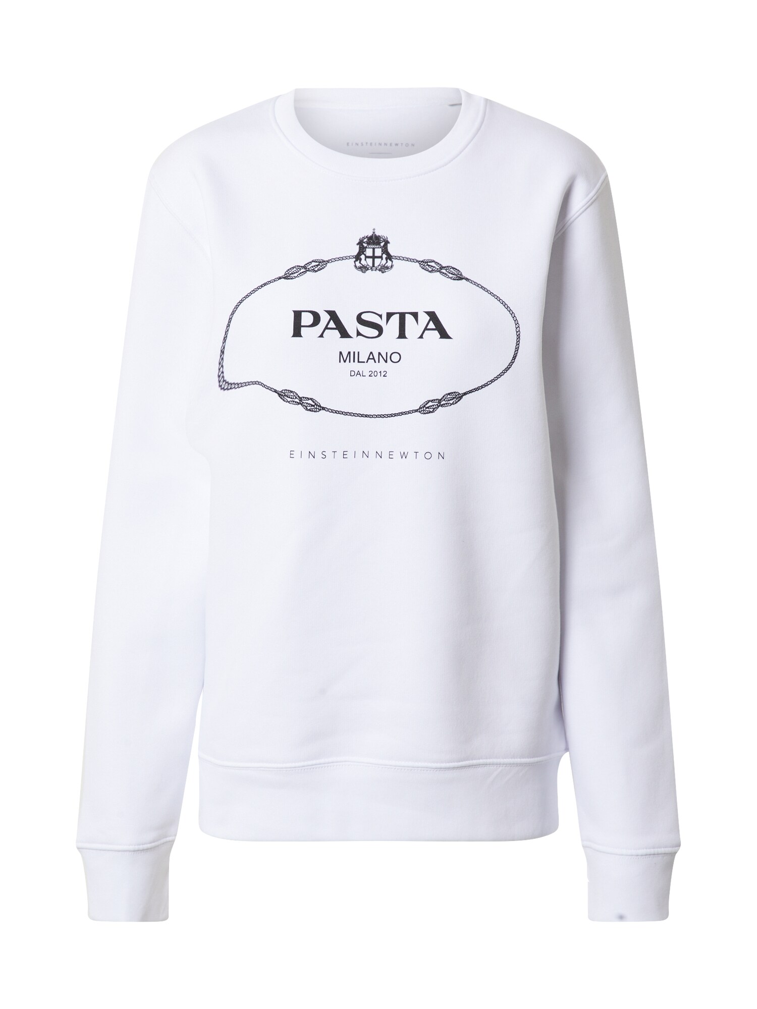 EINSTEIN & NEWTON Megztinis be užsegimo 'Pasta Sweatshirt Klara Geist'  juoda / balta