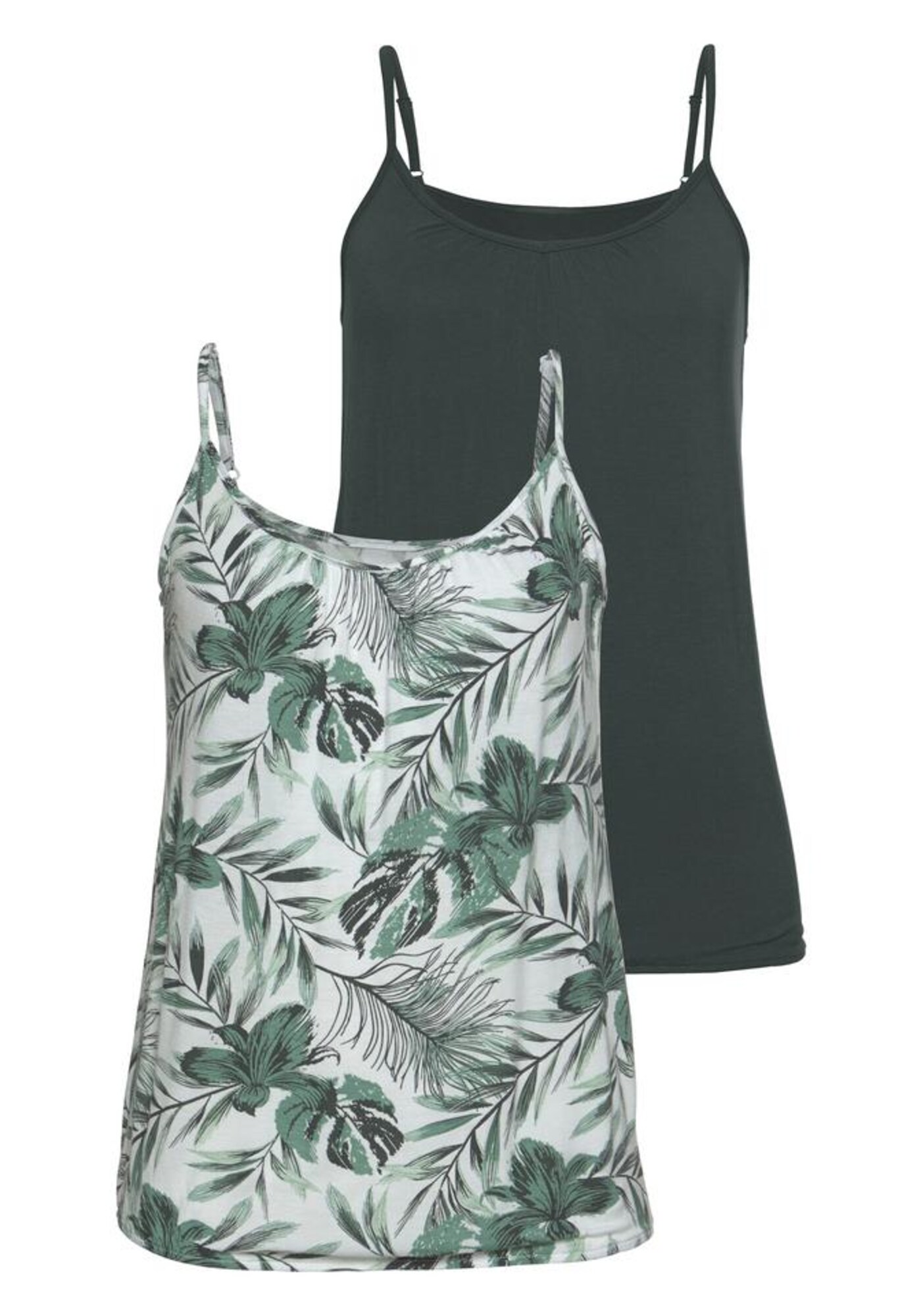 LASCANA Top  verde închis / alb natural