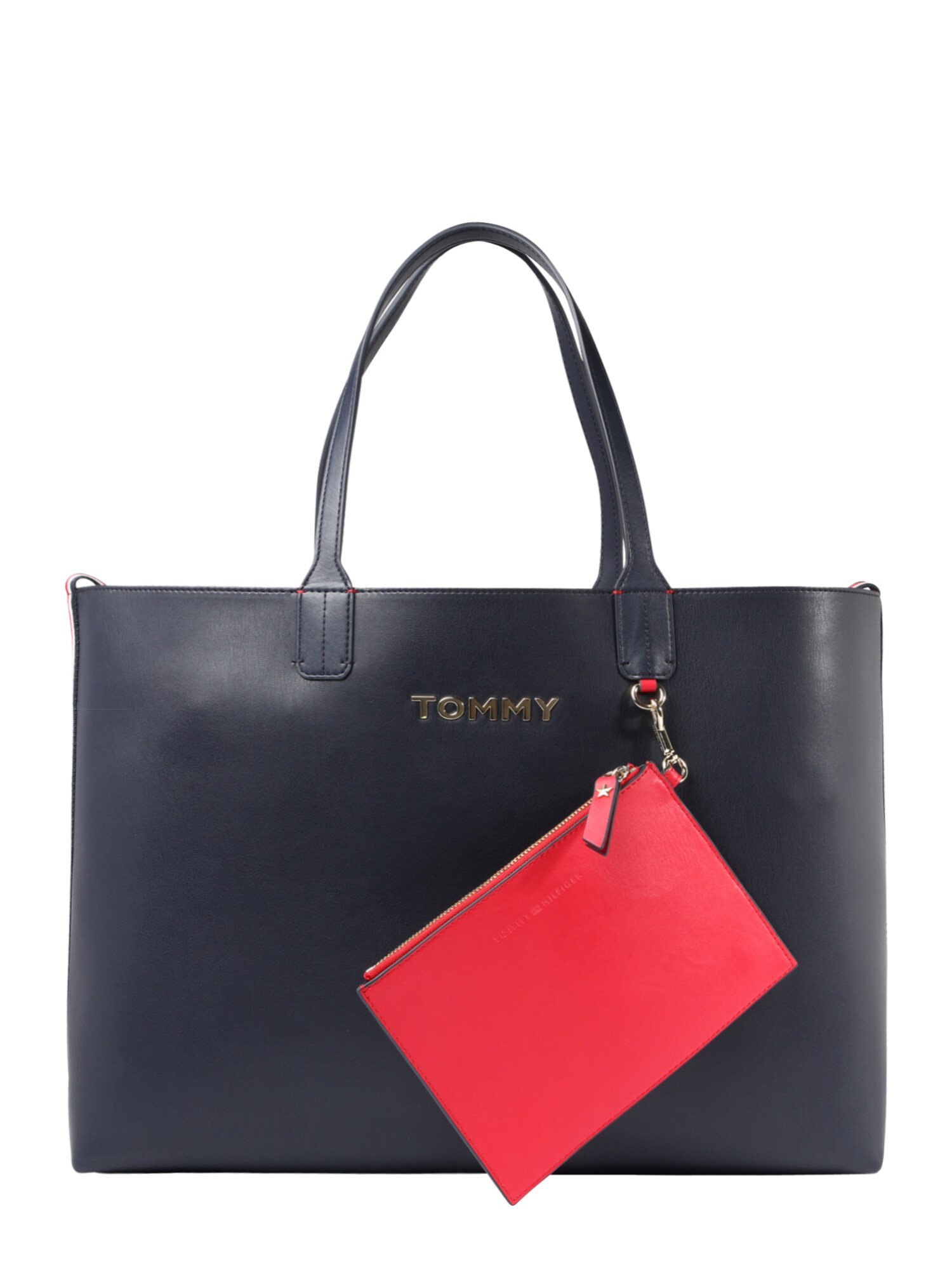 Tommy Hilfiger Dames Shopper Iconic Tote Donkerblauw Rood tommy hilfiger kopen in de aanbieding