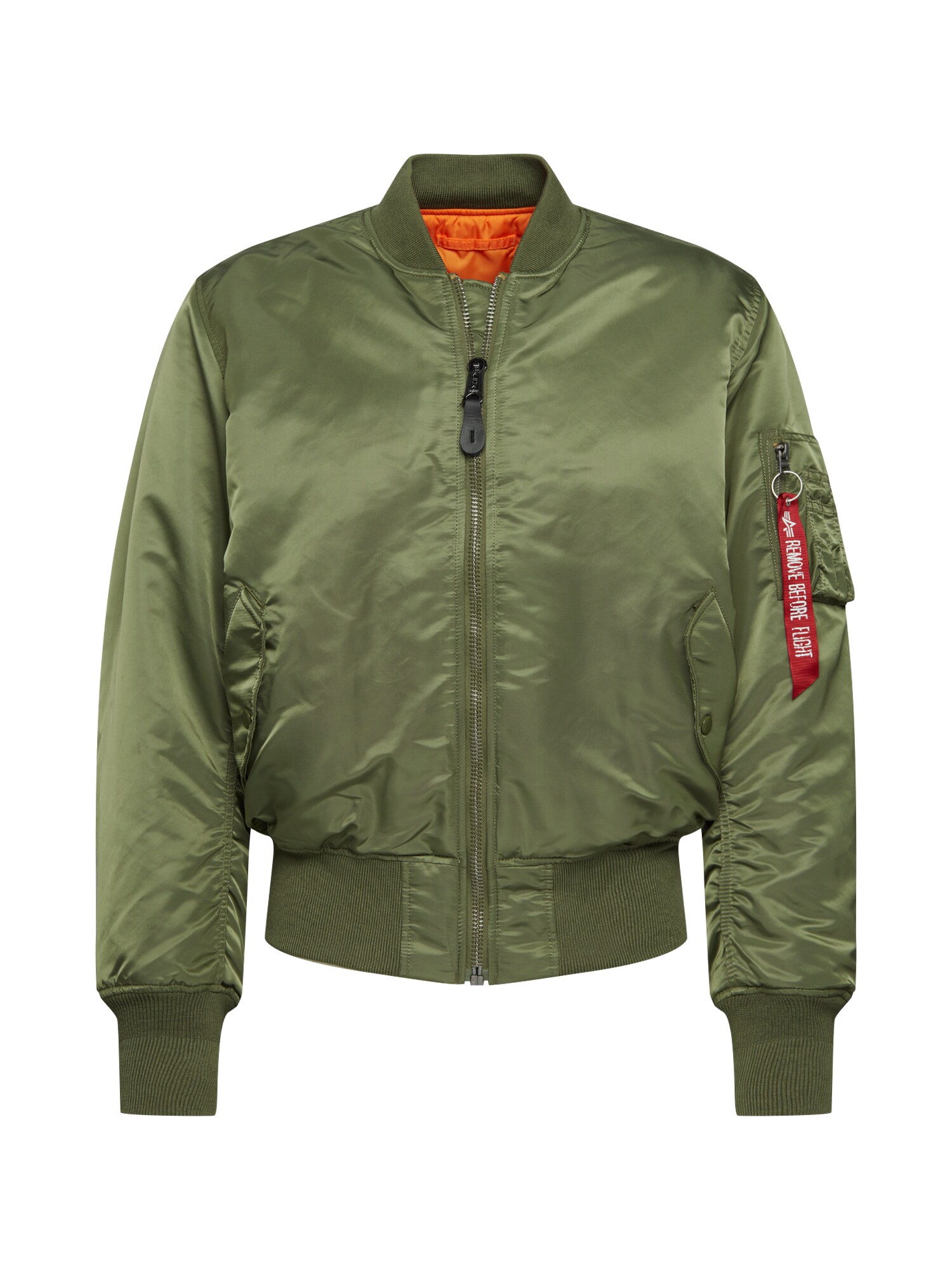 ALPHA INDUSTRIES Demisezoninė striukė  alyvuogių spalva / tamsiai oranžinė