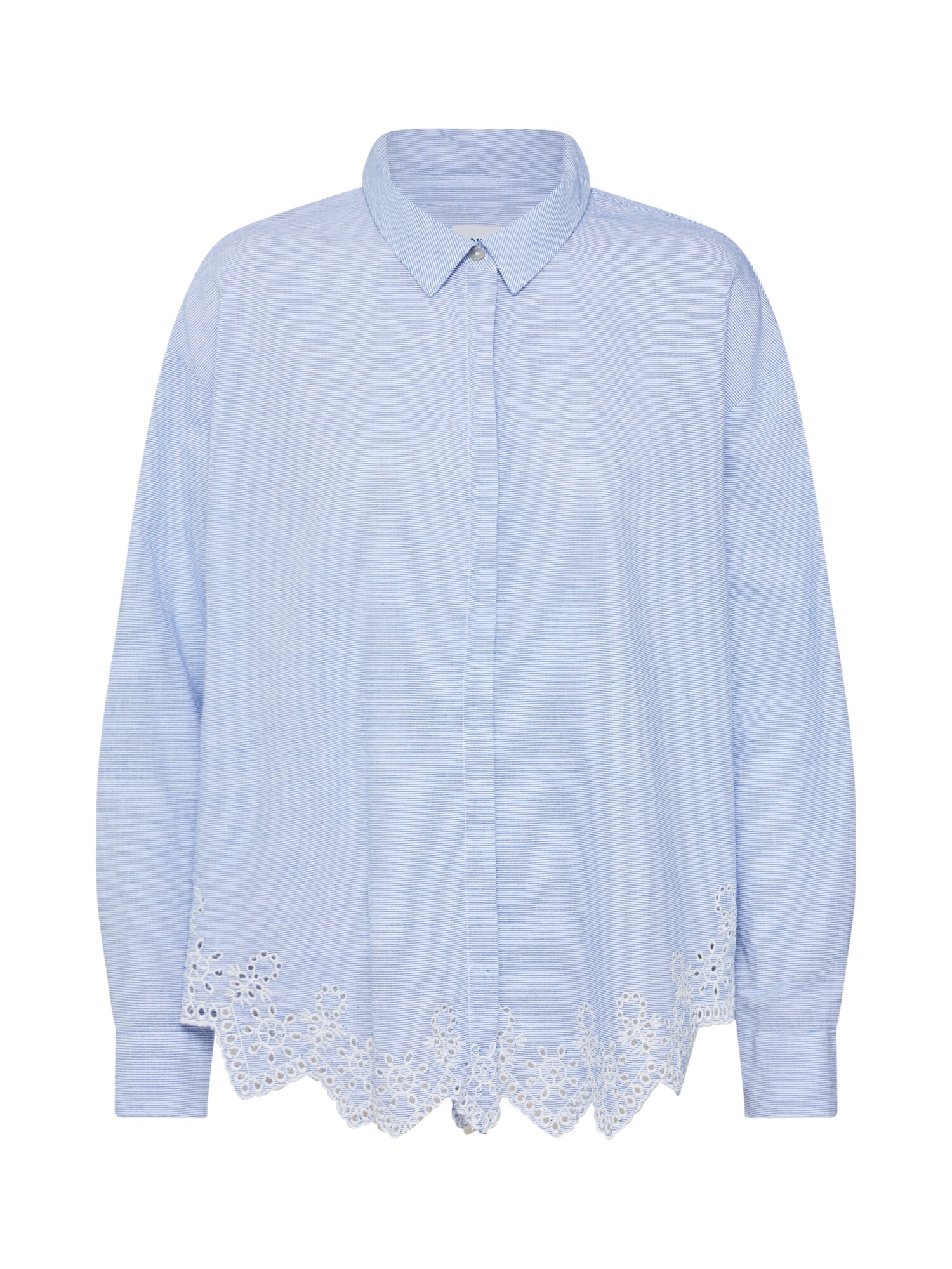 Only Dames Blouse Onltamara Ls Emb Anglaise Shirt Dnm Aff Blauw Wit only kopen in de aanbieding