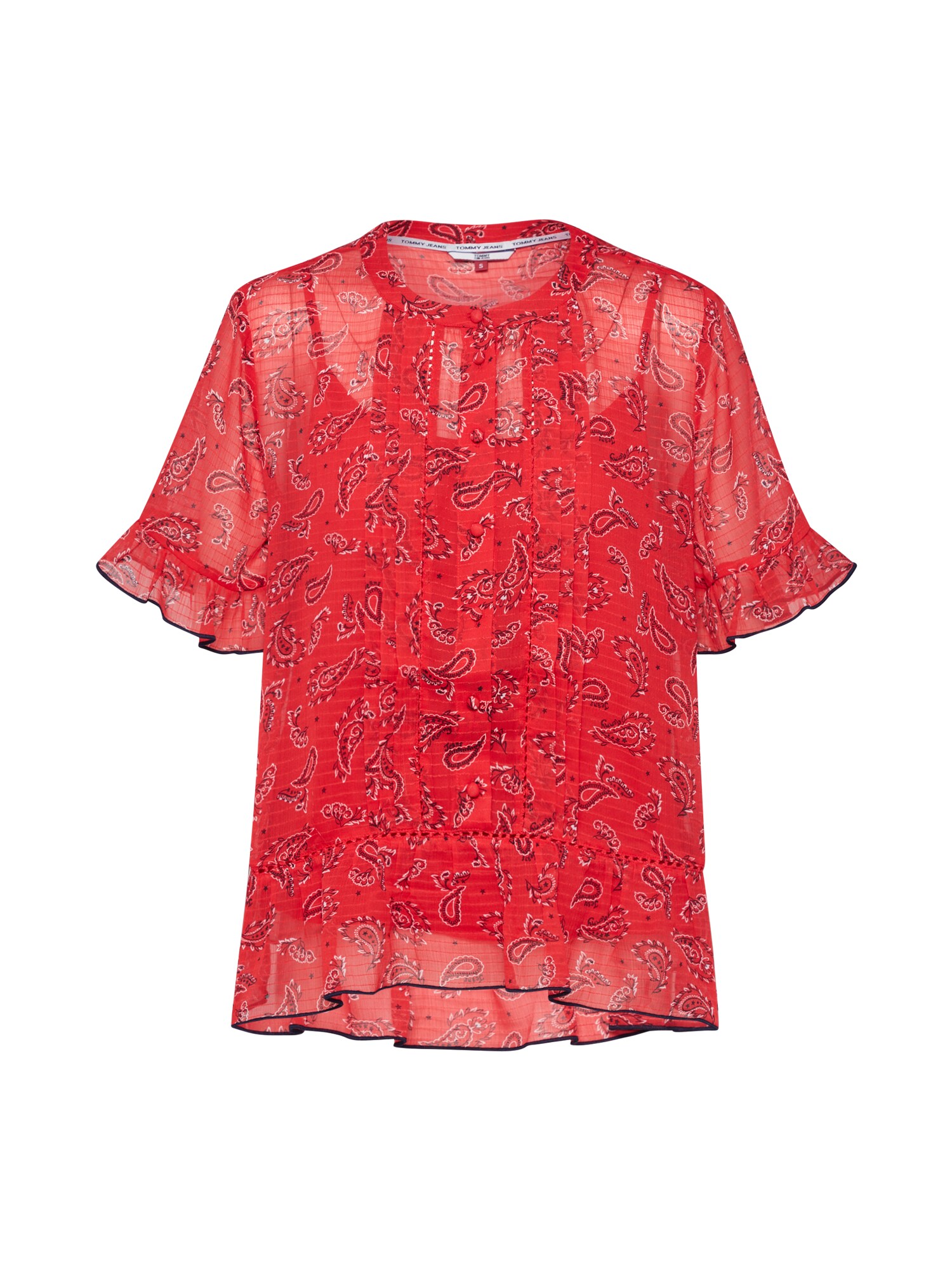 Tommy Jeans Palaidinė 'TJW FRILL DETAIL TOP'  raudona