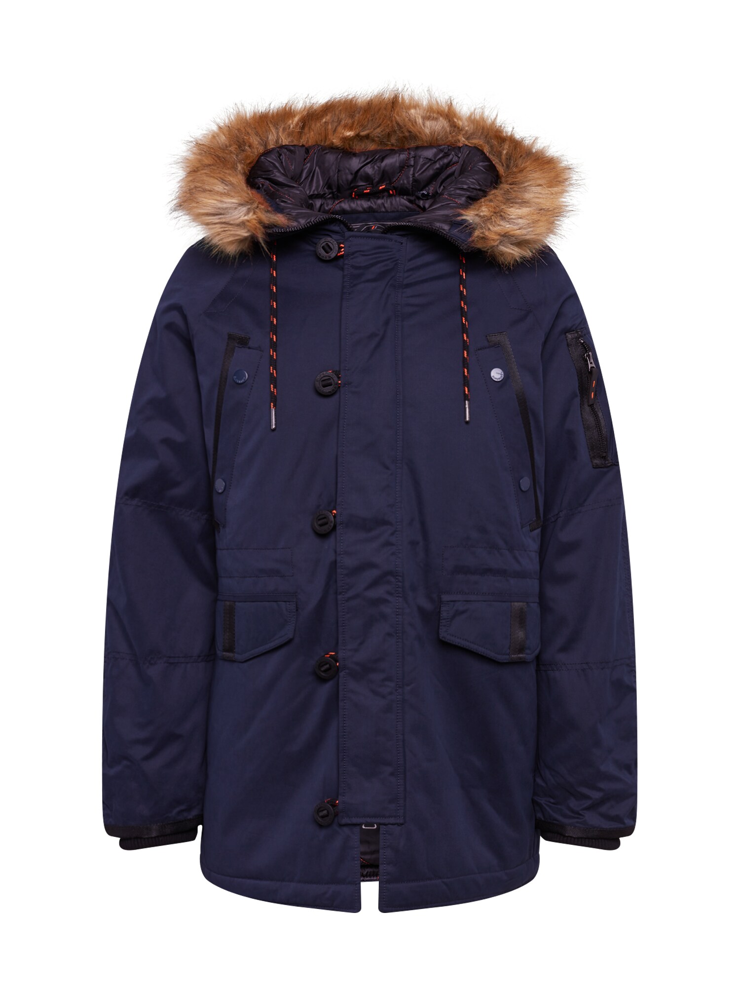Superdry Ilga žieminė striukė  tamsiai mėlyna