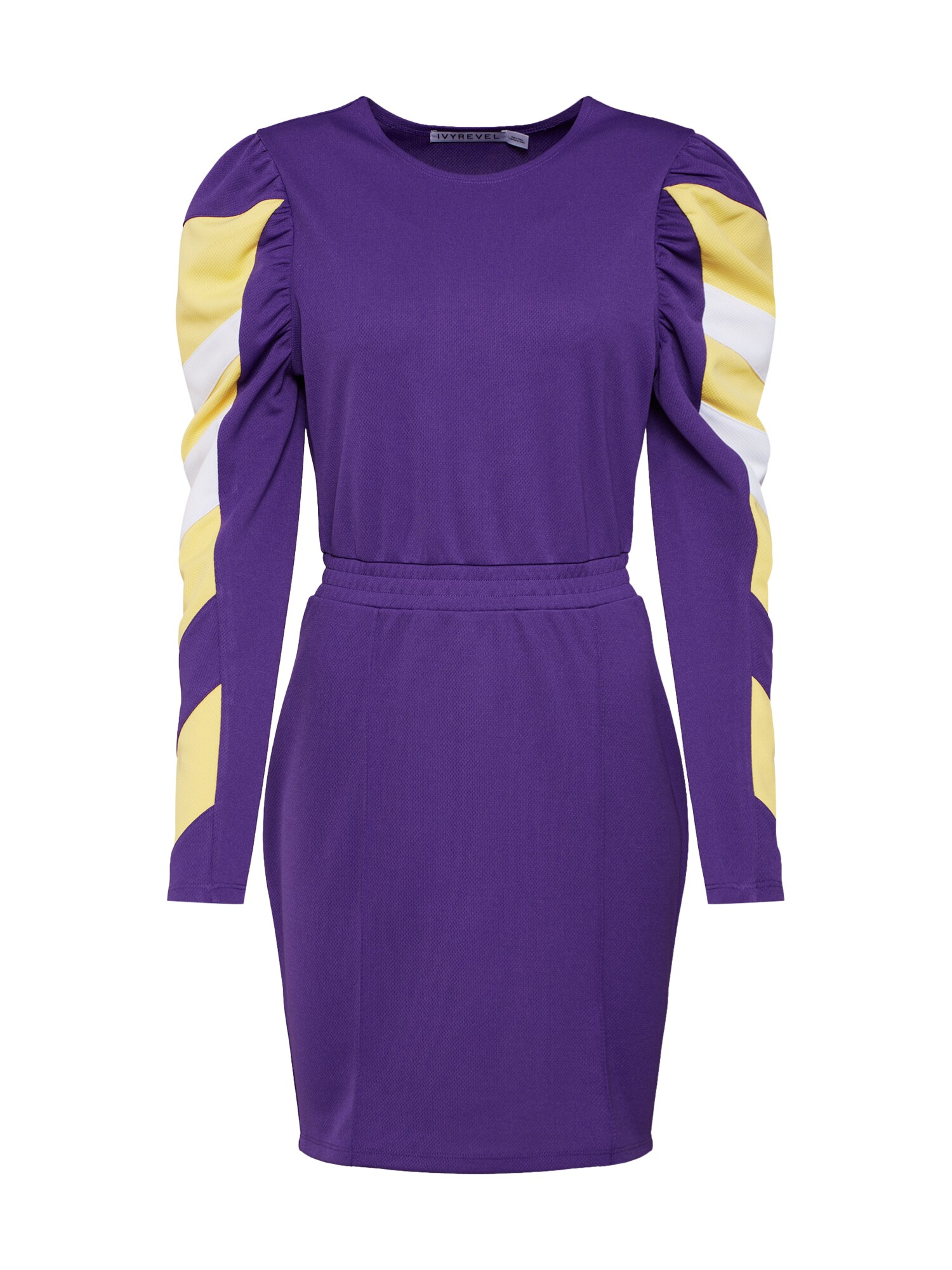 Ivyrevel Dames Jurk Puff Sleeve Panel Dress Geel Bessen ivyrevel kopen in de aanbieding