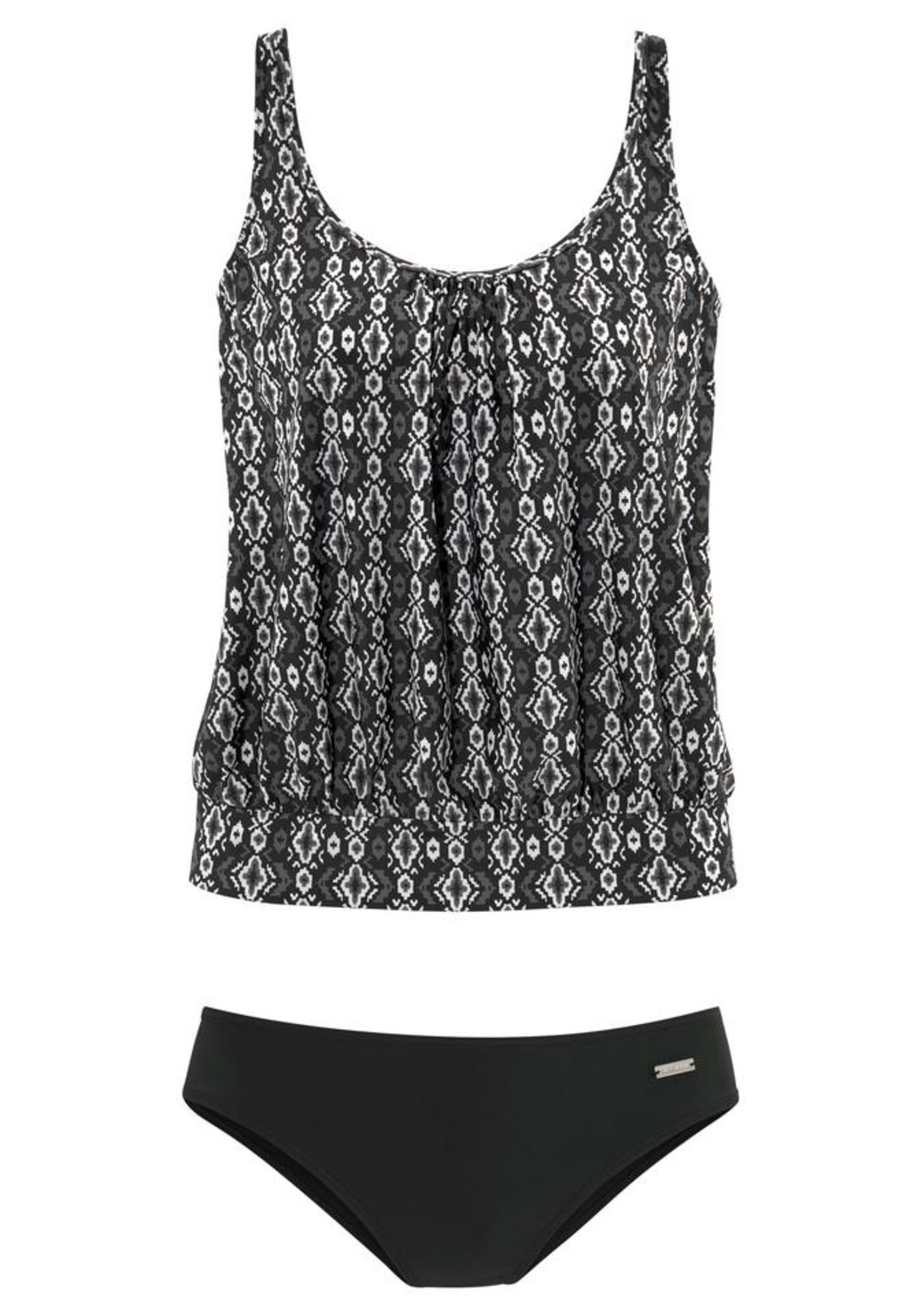 LASCANA Costum de baie Tankini  gri / negru / alb
