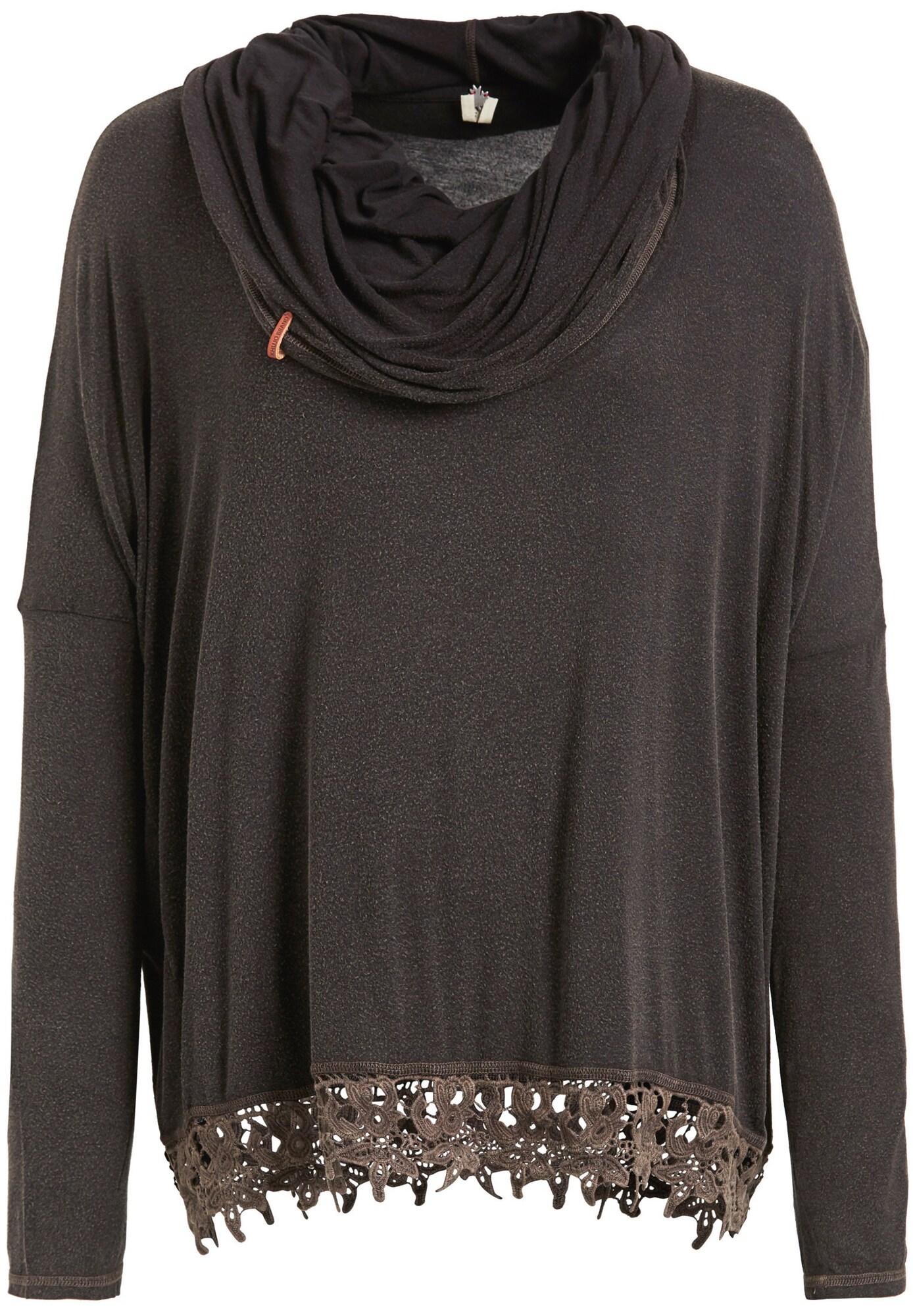 Khujo Dames Shirt Tazi Donkerbruin Zwart Gemeleerd khujo kopen in de aanbieding