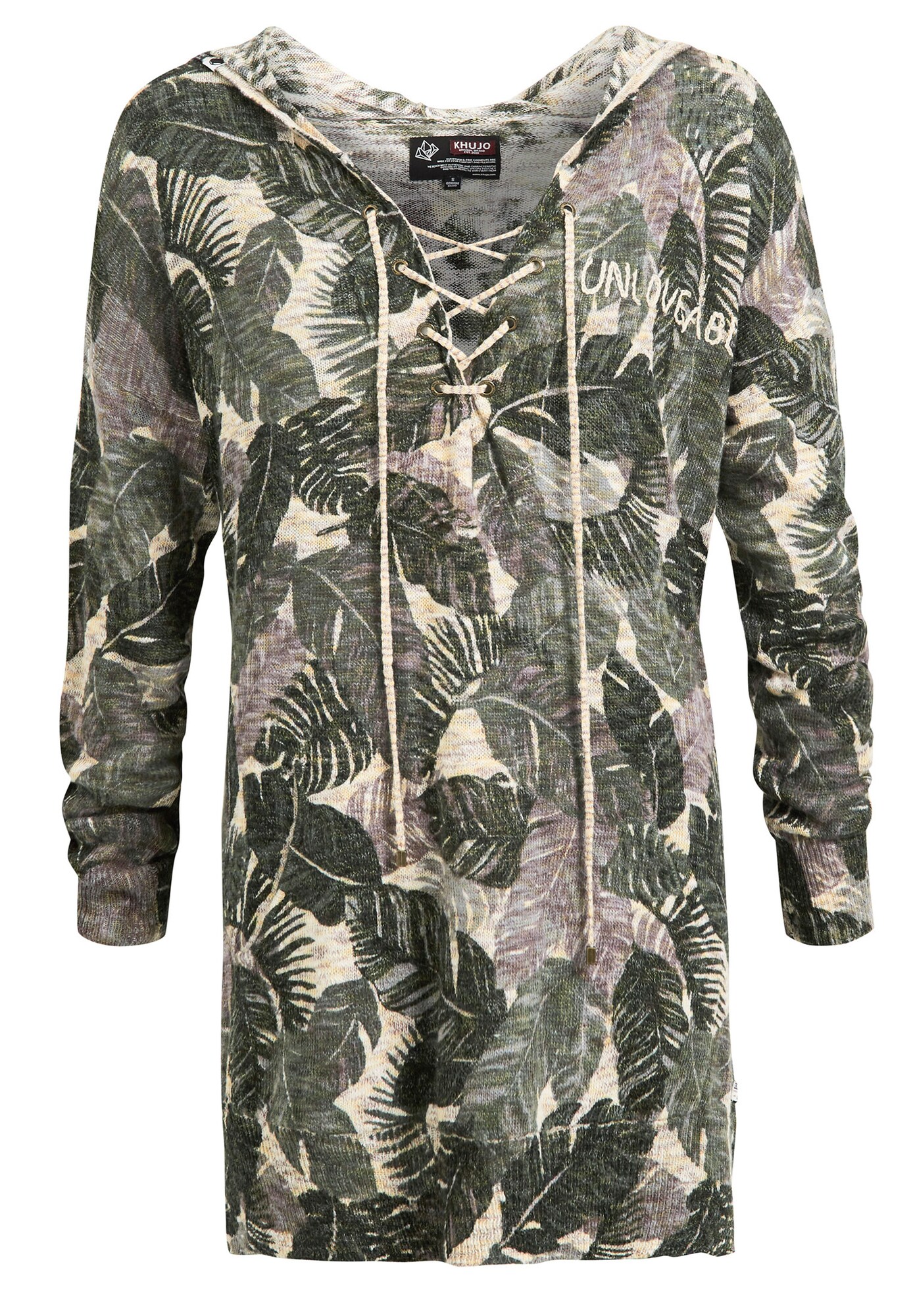 Khujo Dames Trui Byte Beige Grijs Donkergroen khujo kopen in de aanbieding