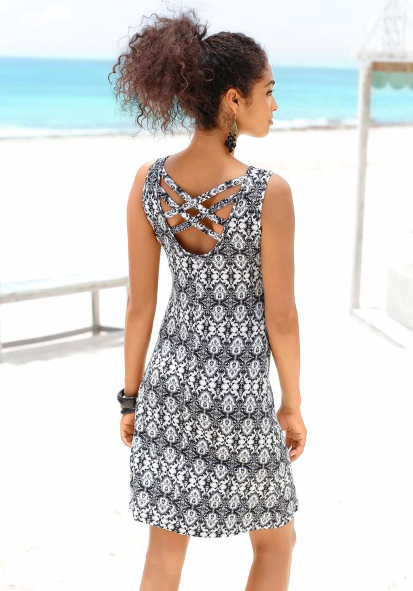 BUFFALO Paplūdimio suknelė  antracito / natūrali balta