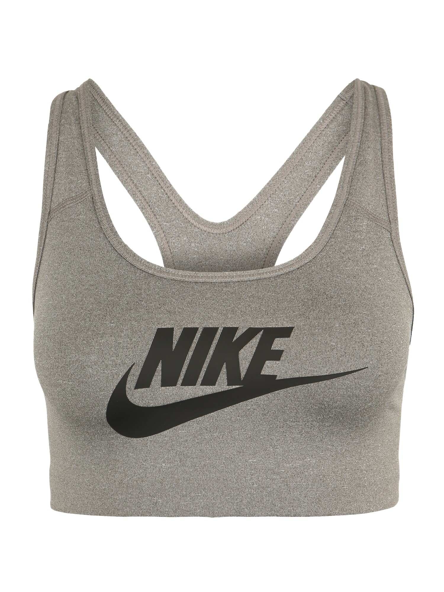 Nike Dames Sport Bh Swoosh Futura Donkergrijs Zwart nike kopen in de aanbieding