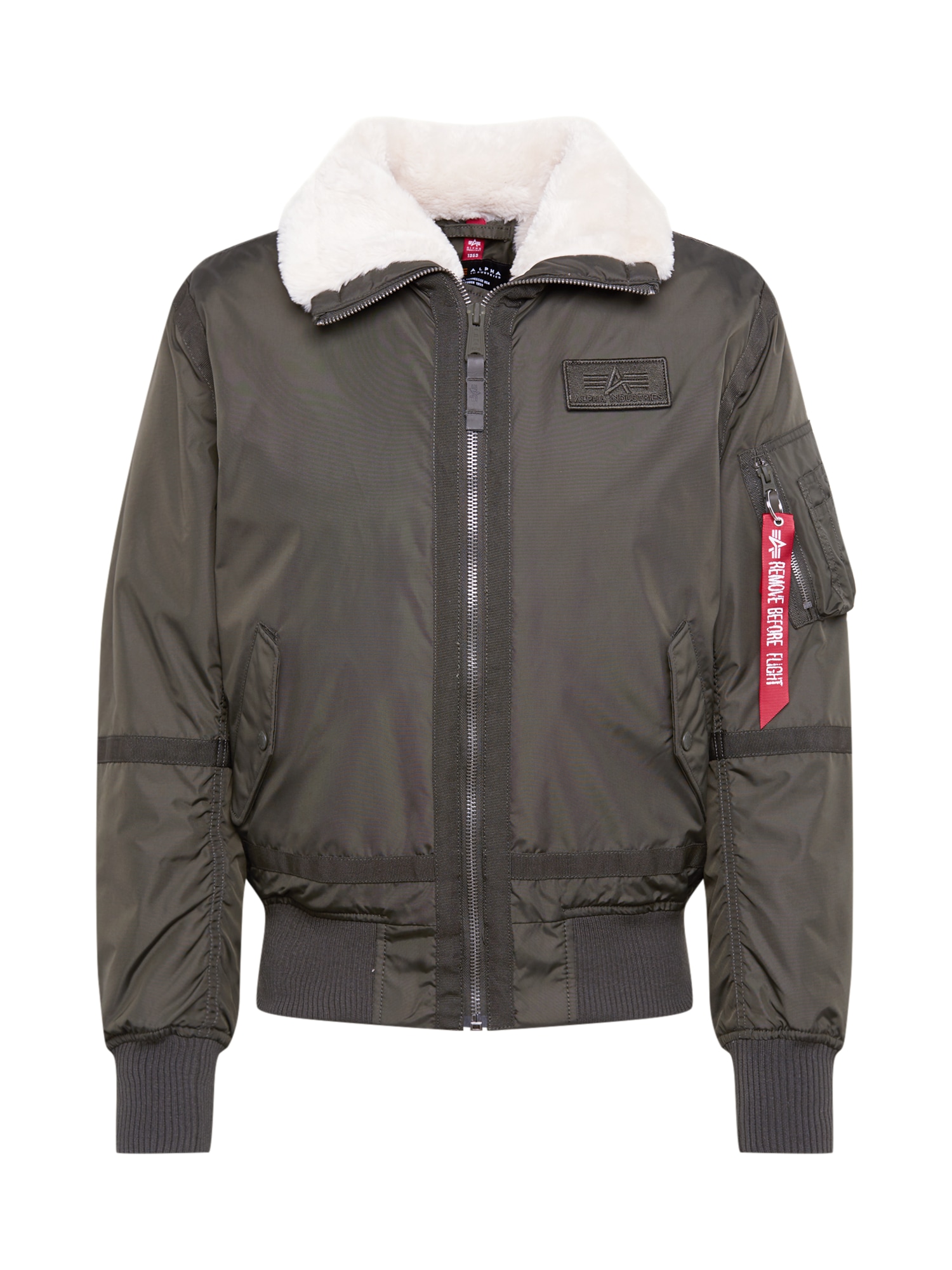 ALPHA INDUSTRIES Zimná bunda 'B15-3 TT'  kaki / červená / biela ako vlna