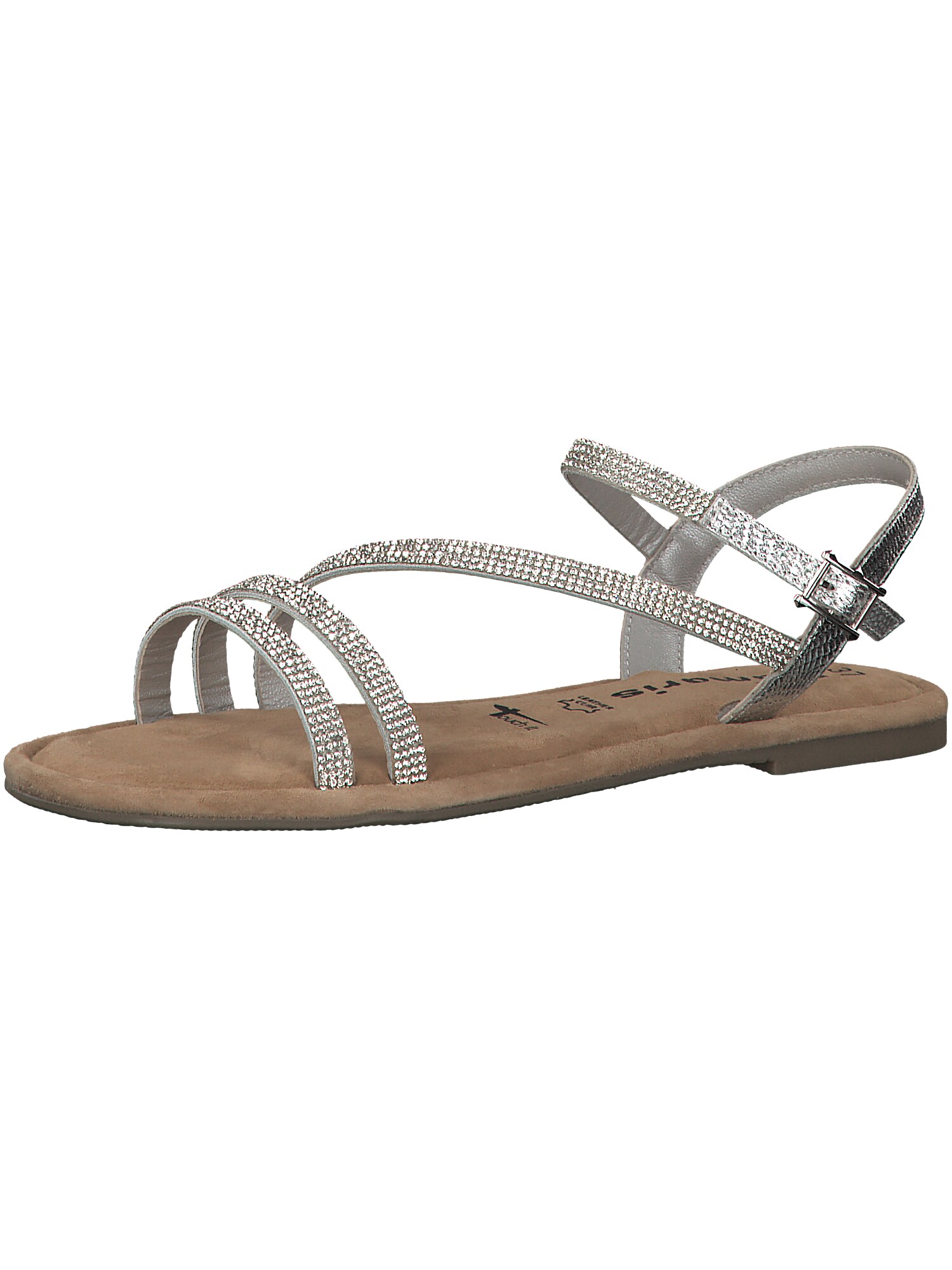 Tamaris Dames Sandalen Met Riem Bruin Zilver tamaris kopen in de aanbieding