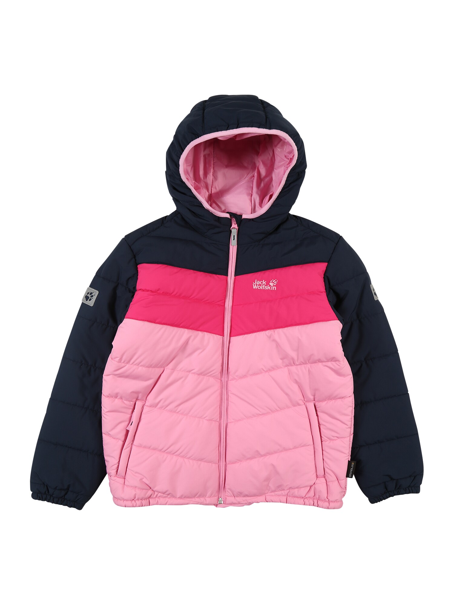 JACK WOLFSKIN Funkcinė striukė  'Three Hills'  tamsiai mėlyna / šviesiai rožinė / rožinė