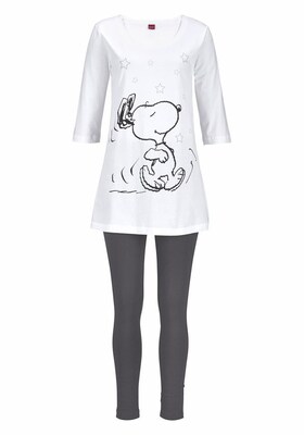 PEANUTS Pijama  gris / blanco