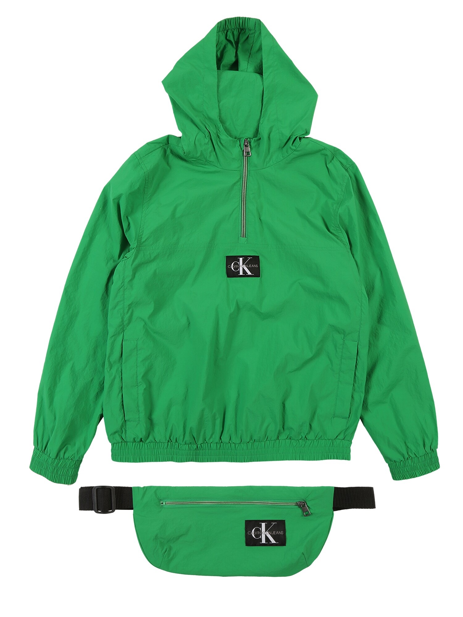 Calvin Klein Jeans Jongens Tussenjas Ck Packable Anorak With Bumbag Groen calvin klein jeans kopen in de aanbieding