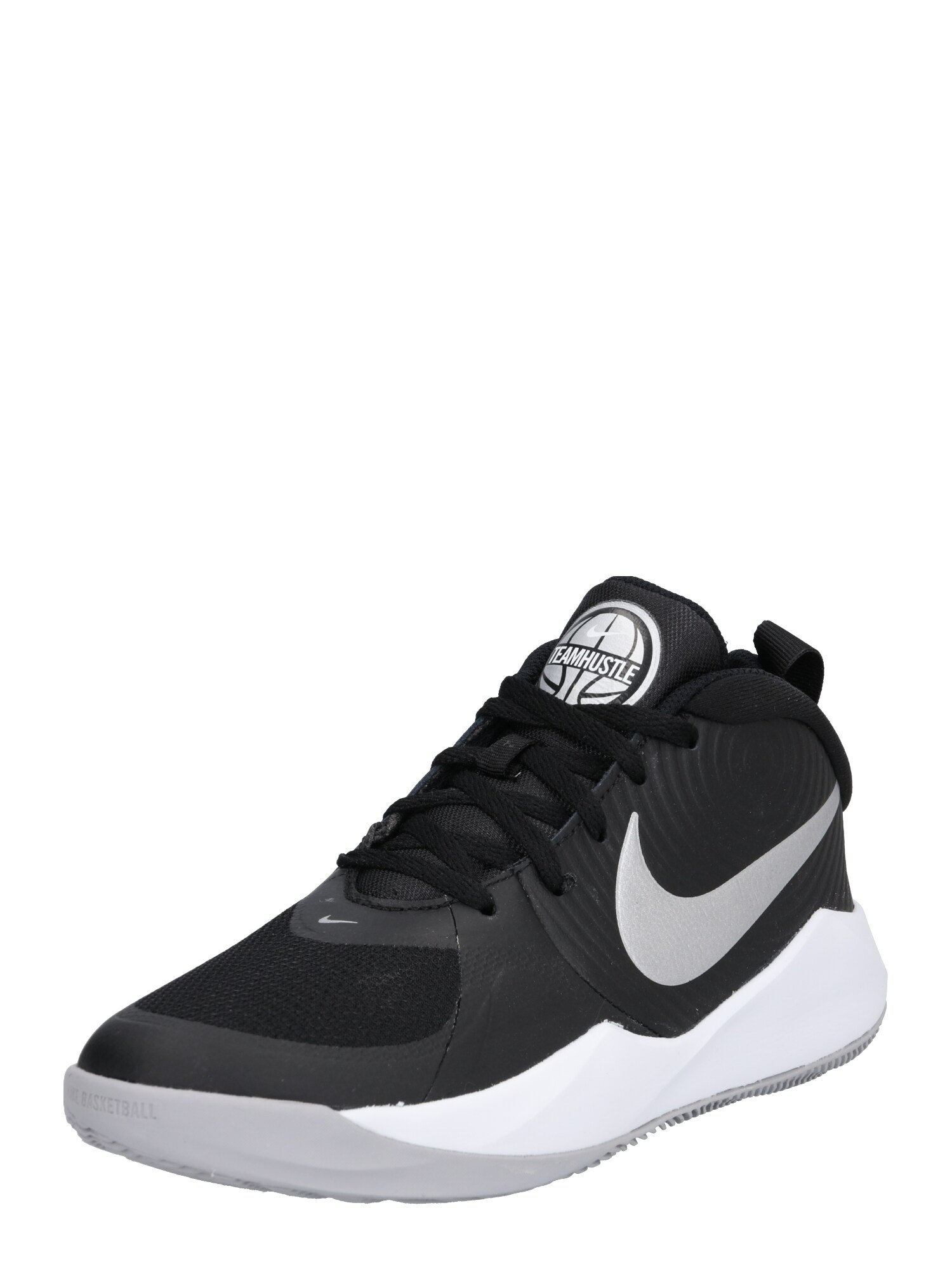 NIKE Sportiniai batai 'Team Hustle'  sidabro pilka / juoda / balta
