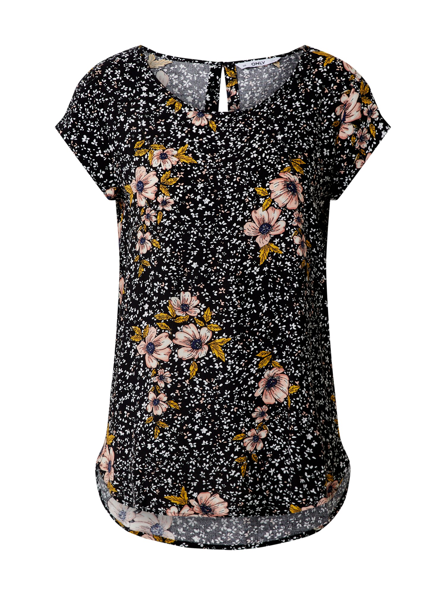 ONLY Marškinėliai 'ONLNOVA LIFE S/S TOP AOP WVN 10'  juoda