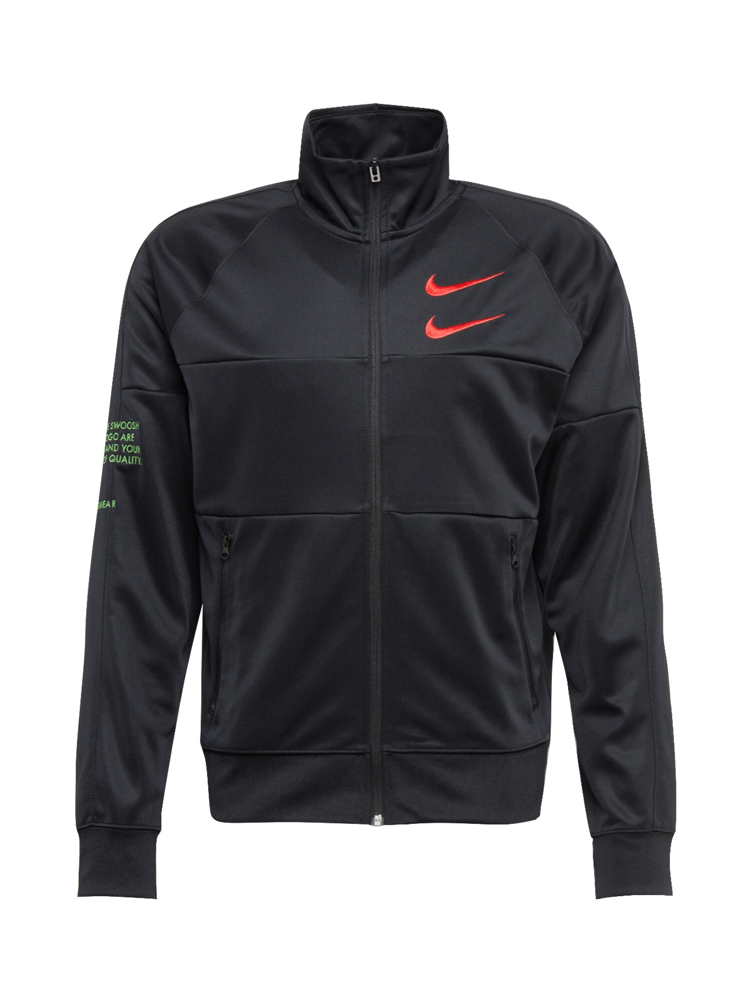 Nike Sportswear Džemperis 'Swoosh'  oranžinė-raudona / šviesiai žalia / juoda