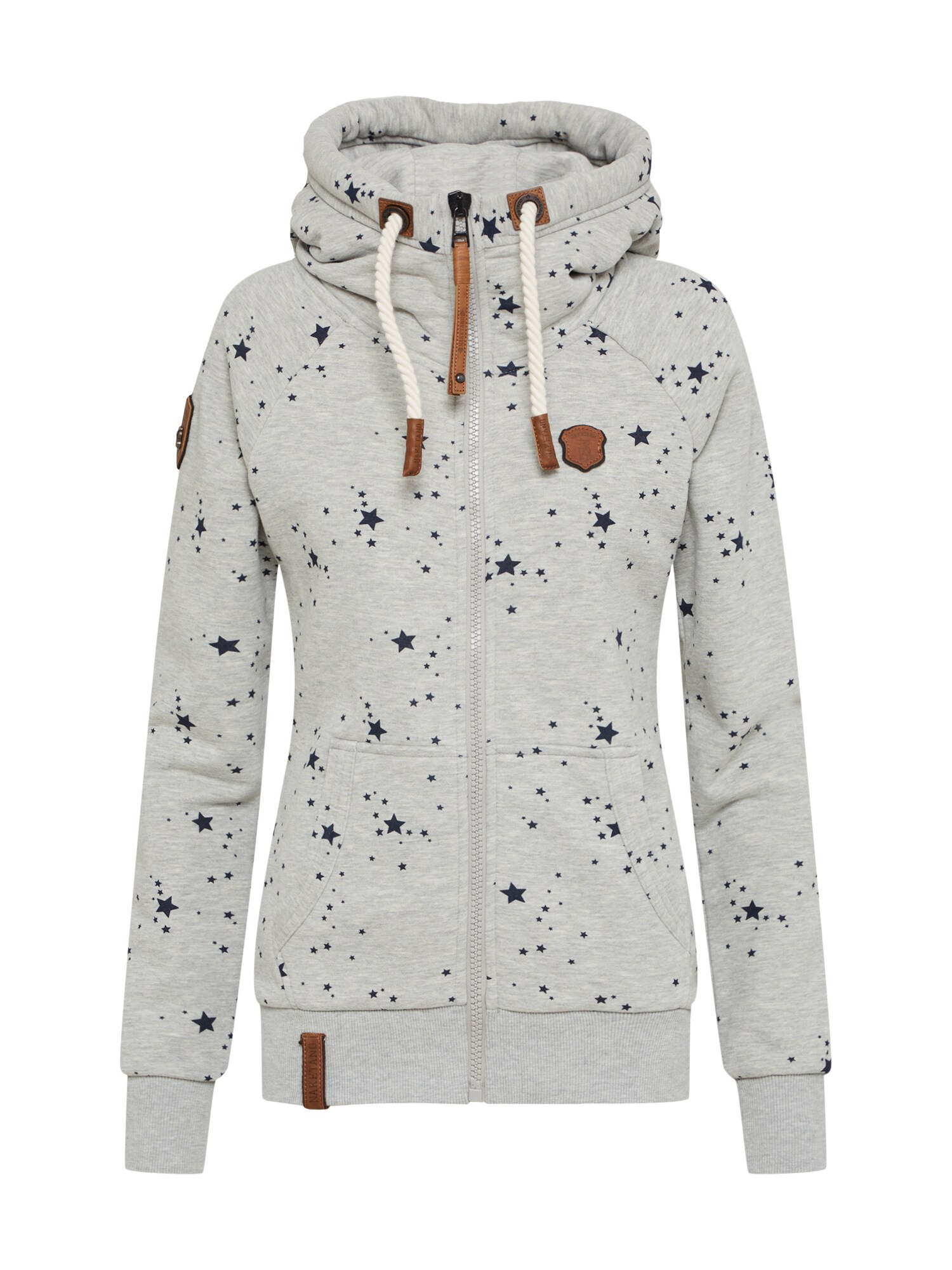 Naketano Dames Sweatvest Schluckischluckischlucki Grijs Gemeleerd naketano kopen in de aanbieding