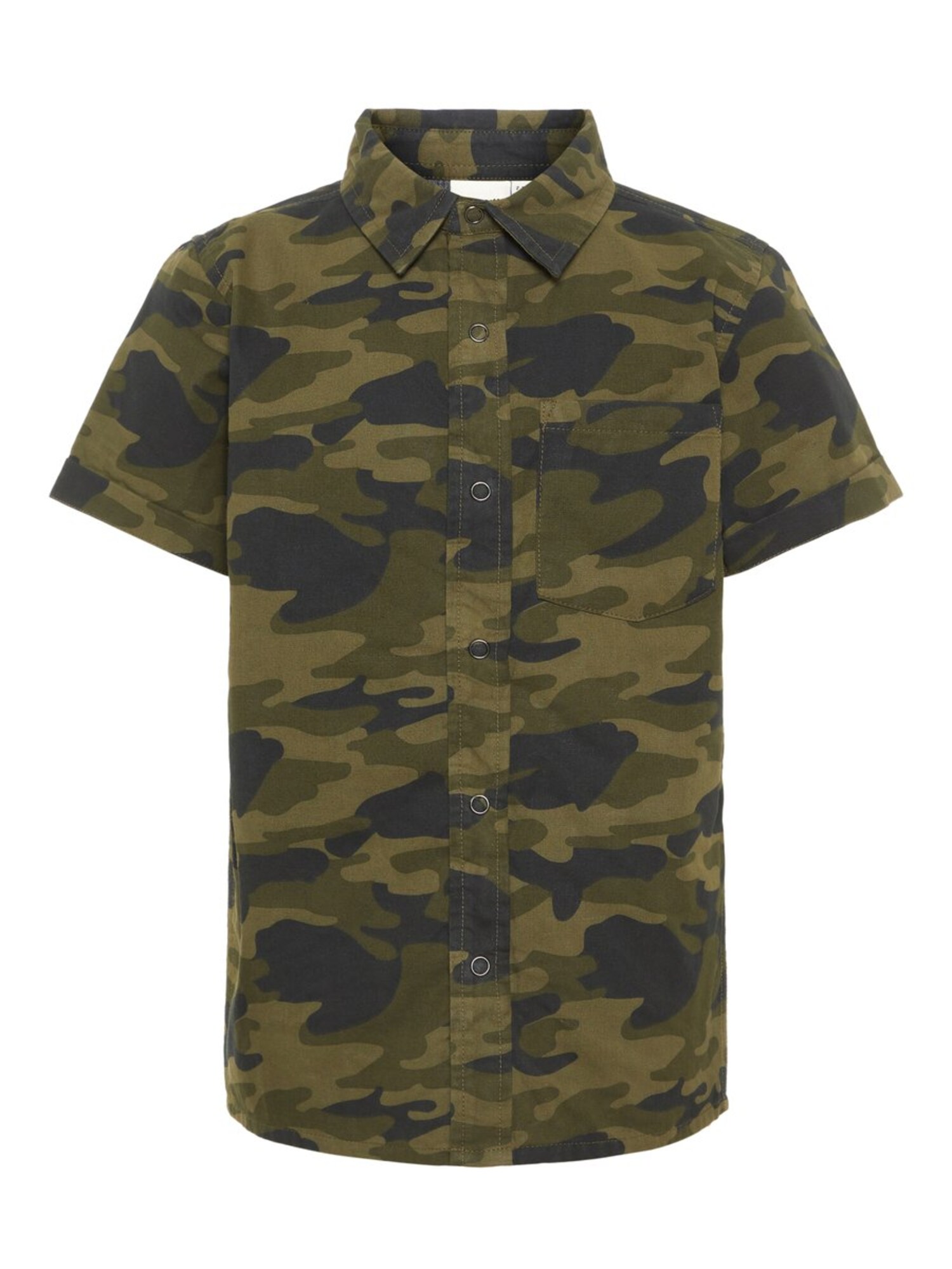 Name It Jongens Overhemd Olijfgroen Zwart name it kopen in de aanbieding