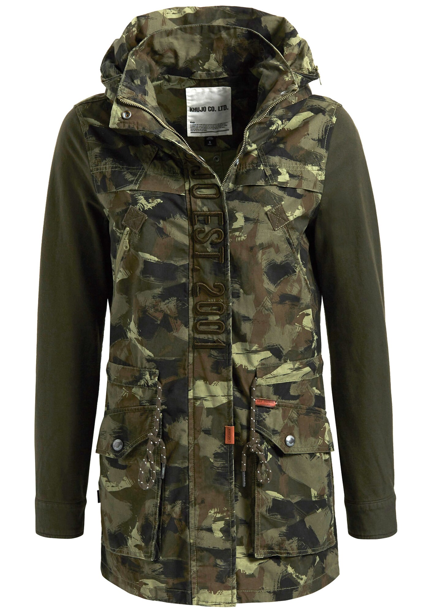 Khujo Dames Tussenparka Bonie Bruin Gemeleerd Kaki Zwart khujo kopen in de aanbieding