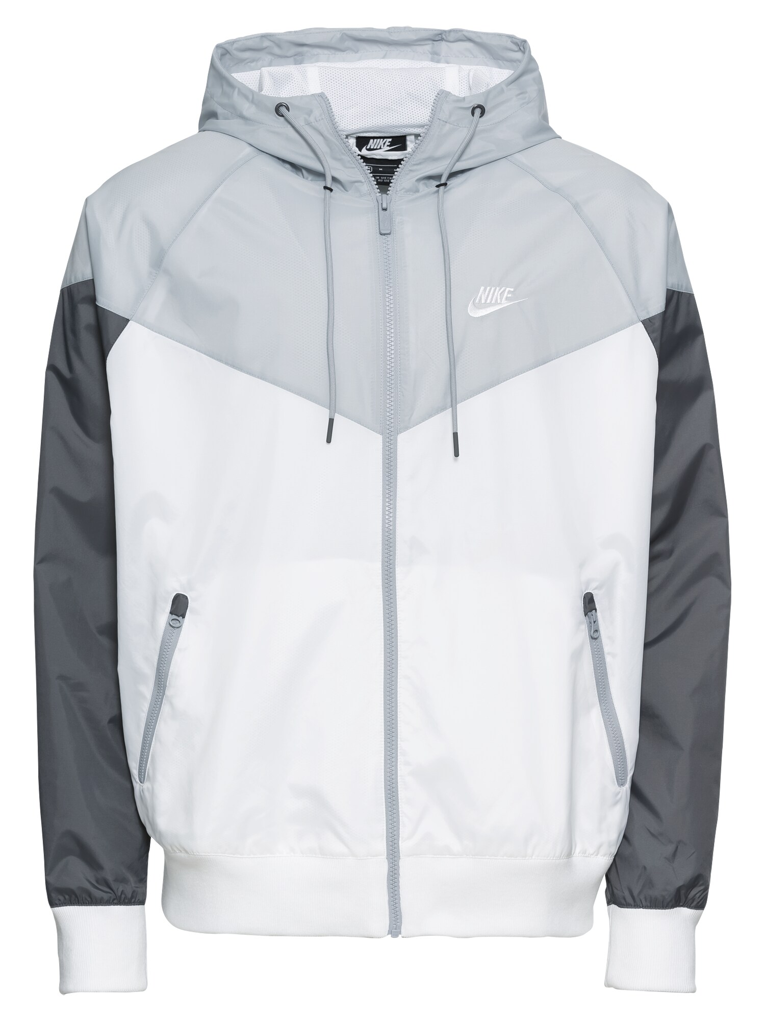 Nike Sportswear Demisezoninė striukė  balta / pilka / tamsiai pilka