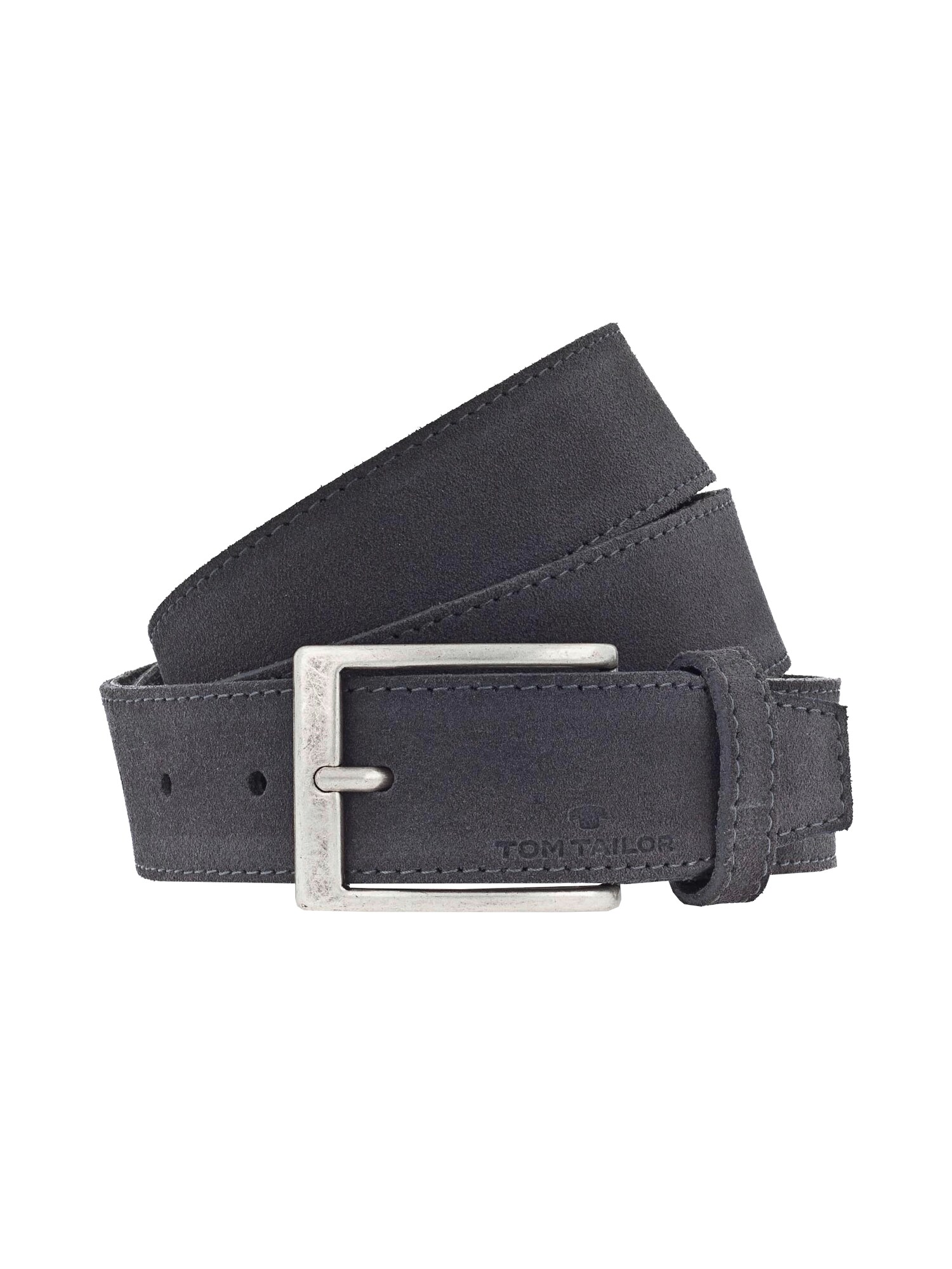 TOM TAILOR Gürtel ''''Suede leather belt with stitching'''' 3.5cm anthrazit