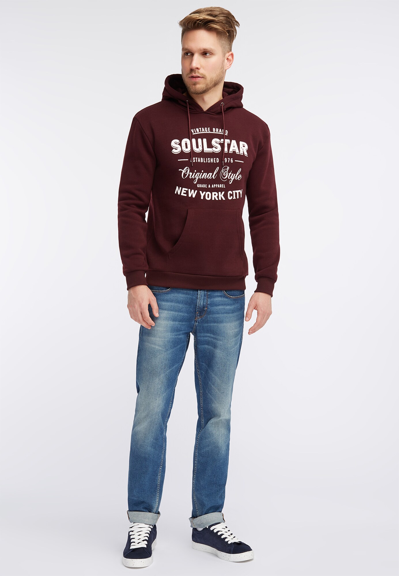 Soulstar Heren Sweatshirt Kersrood Wit soulstar kopen in de aanbieding