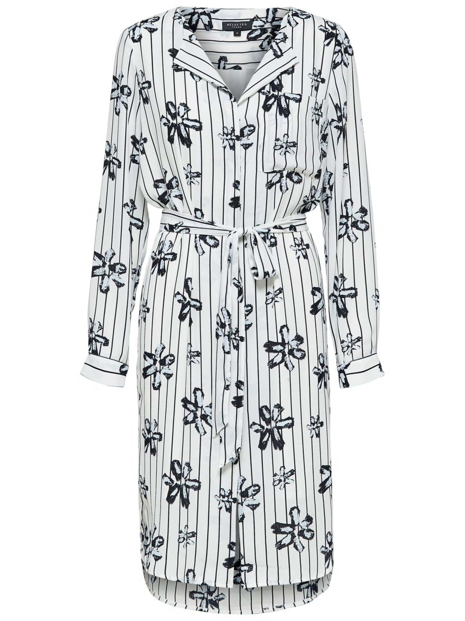 Selected Femme Dames Blousejurk Enziaan Lichtblauw Wit selected femme kopen in de aanbieding