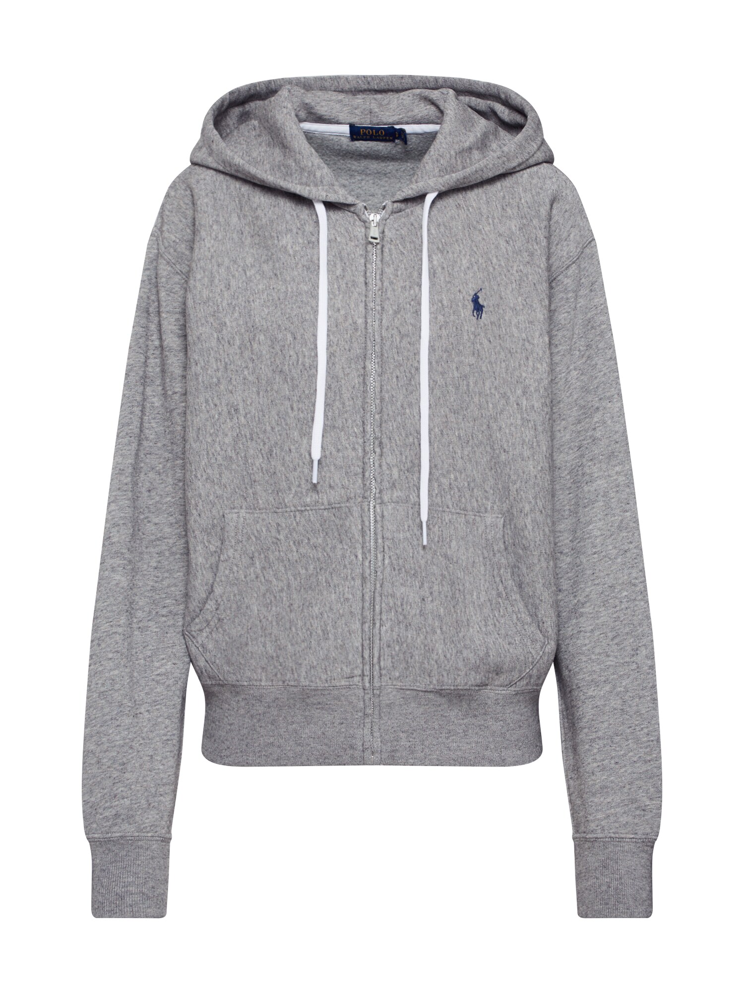 Polo Ralph Lauren Tepláková bunda 'LS ZIP HD-LONG SLEEVE-KNIT'  sivá